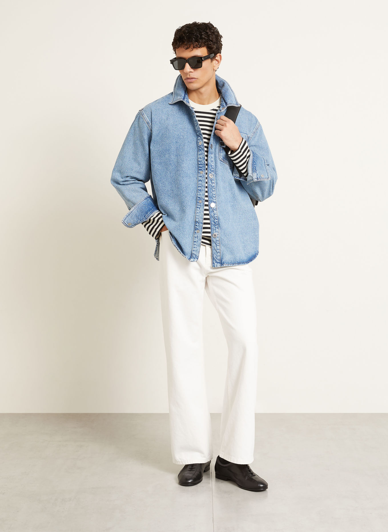 AMI PARIS Džínová košile Slim Fit: TMAVĚ MODRÁ