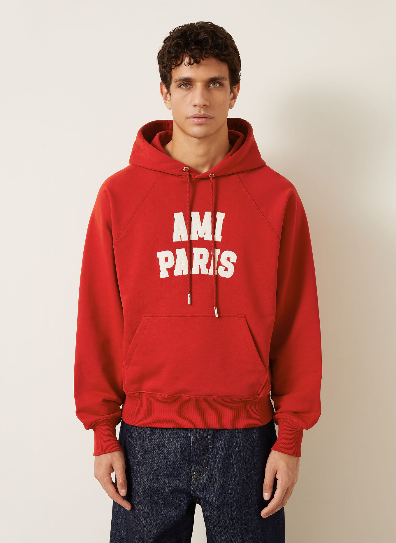 AMI PARIS Hoodie: RED / WHITE