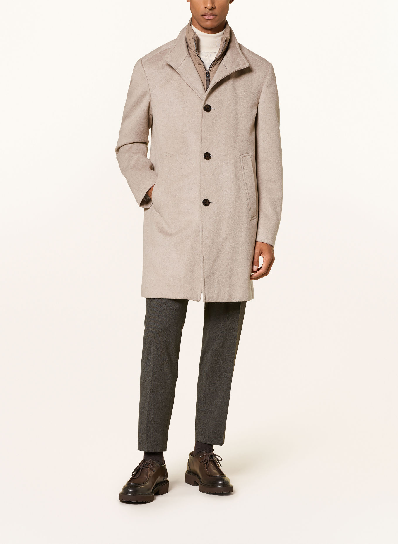 JOOP! Wollmantel MAIKO mit herausnehmbarer Blende: BEIGE