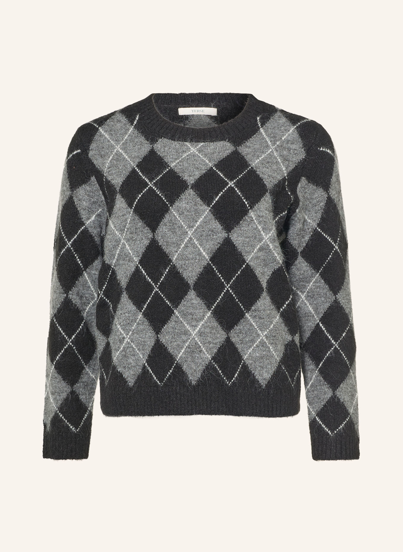 YERSE DIAMOND Sweater: BLACK / DARK GRAY / WHITE