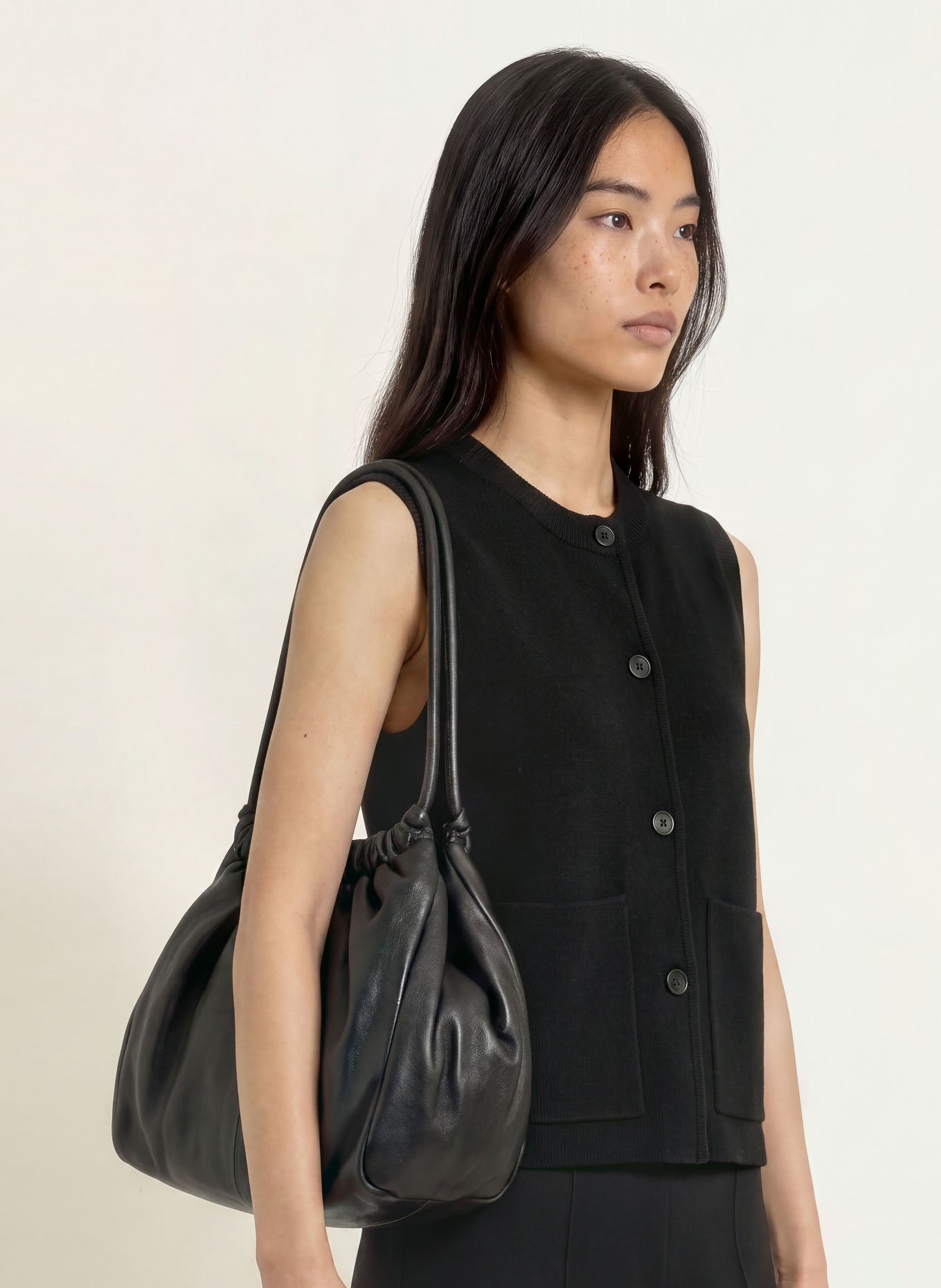 YERSE ROSI Knit Vest: BLACK
