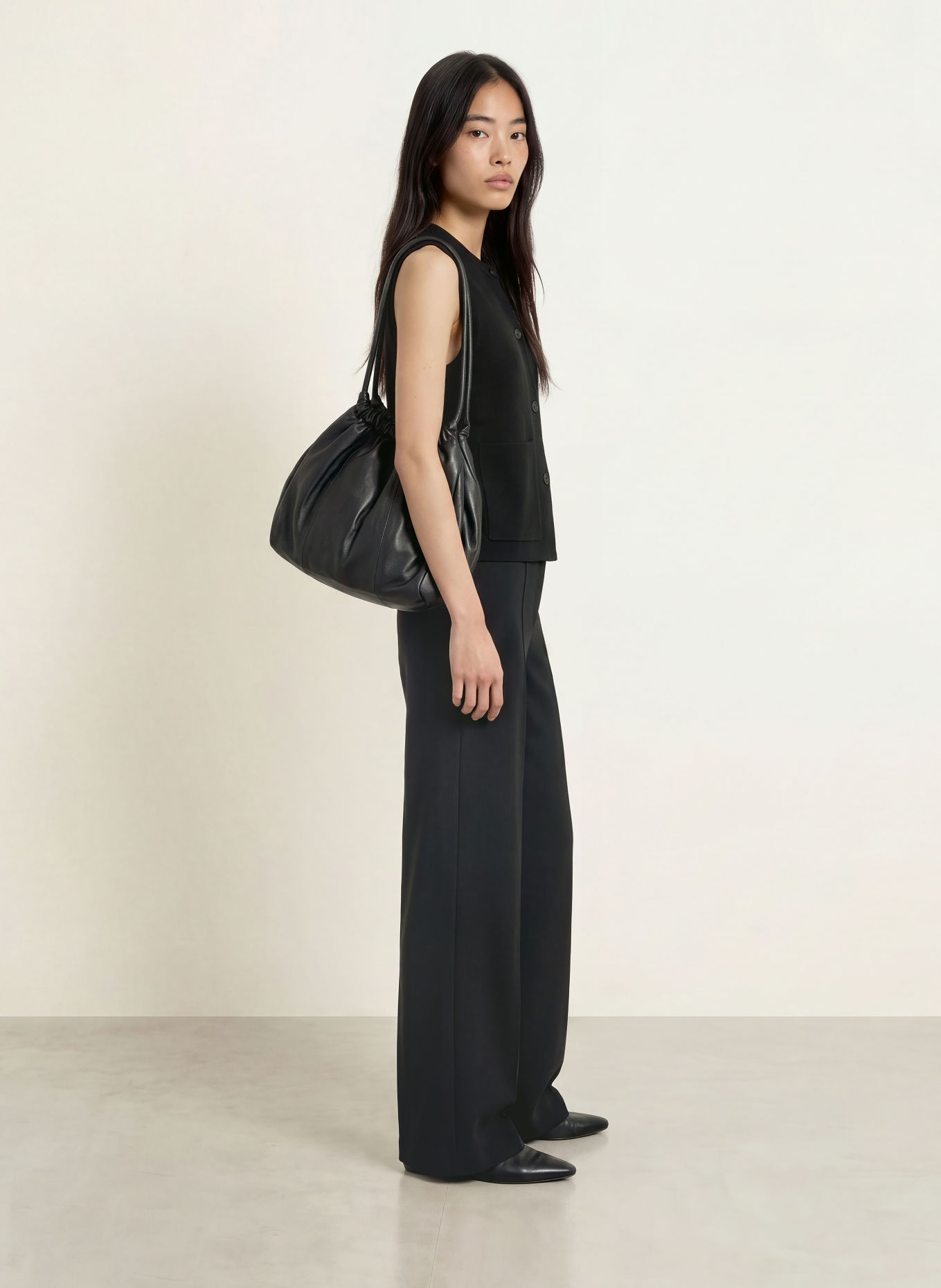 YERSE ROSI Knit Vest: BLACK