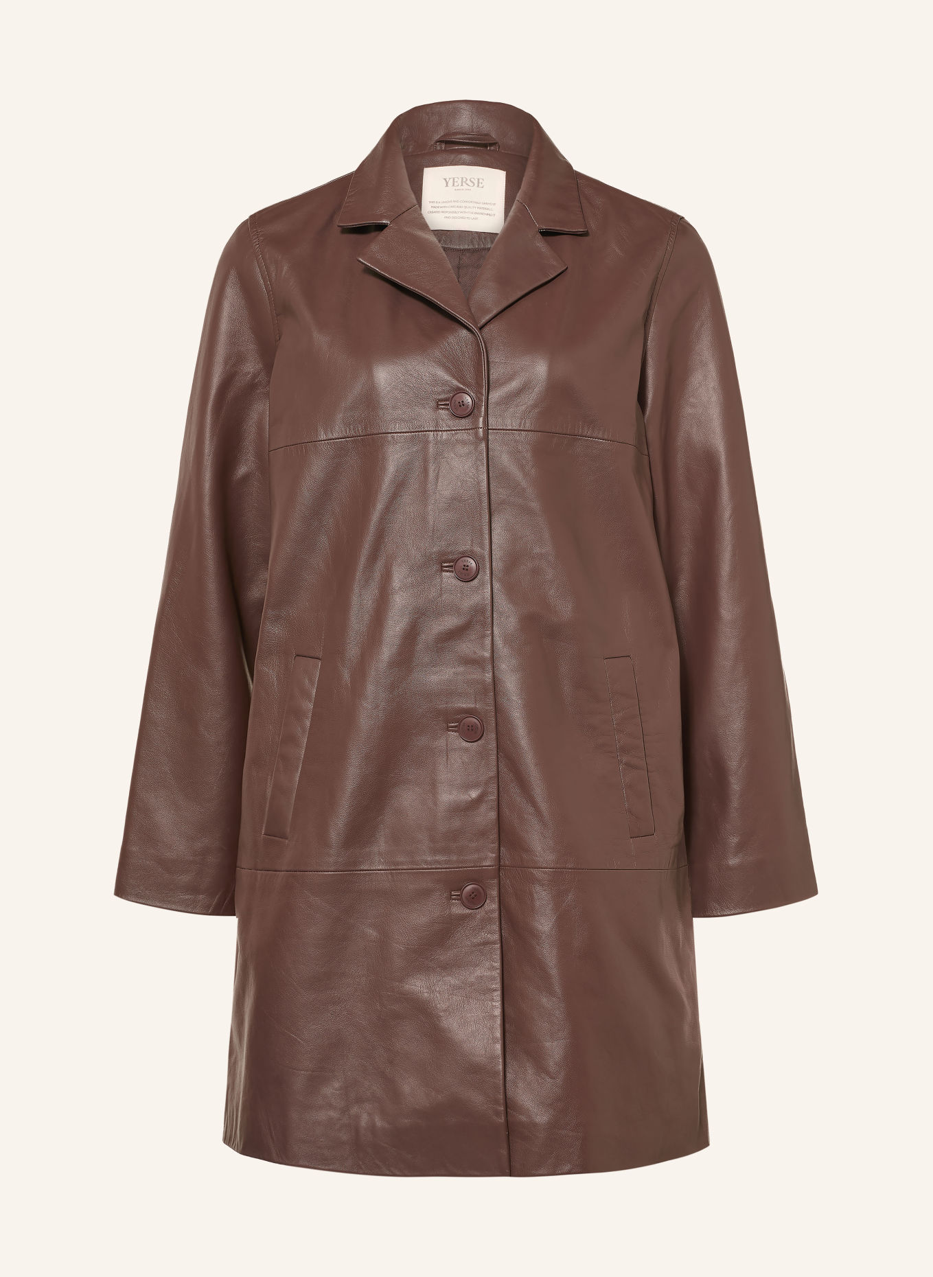 YERSE Lederen jas MICAELA: MARRON FONCÉ