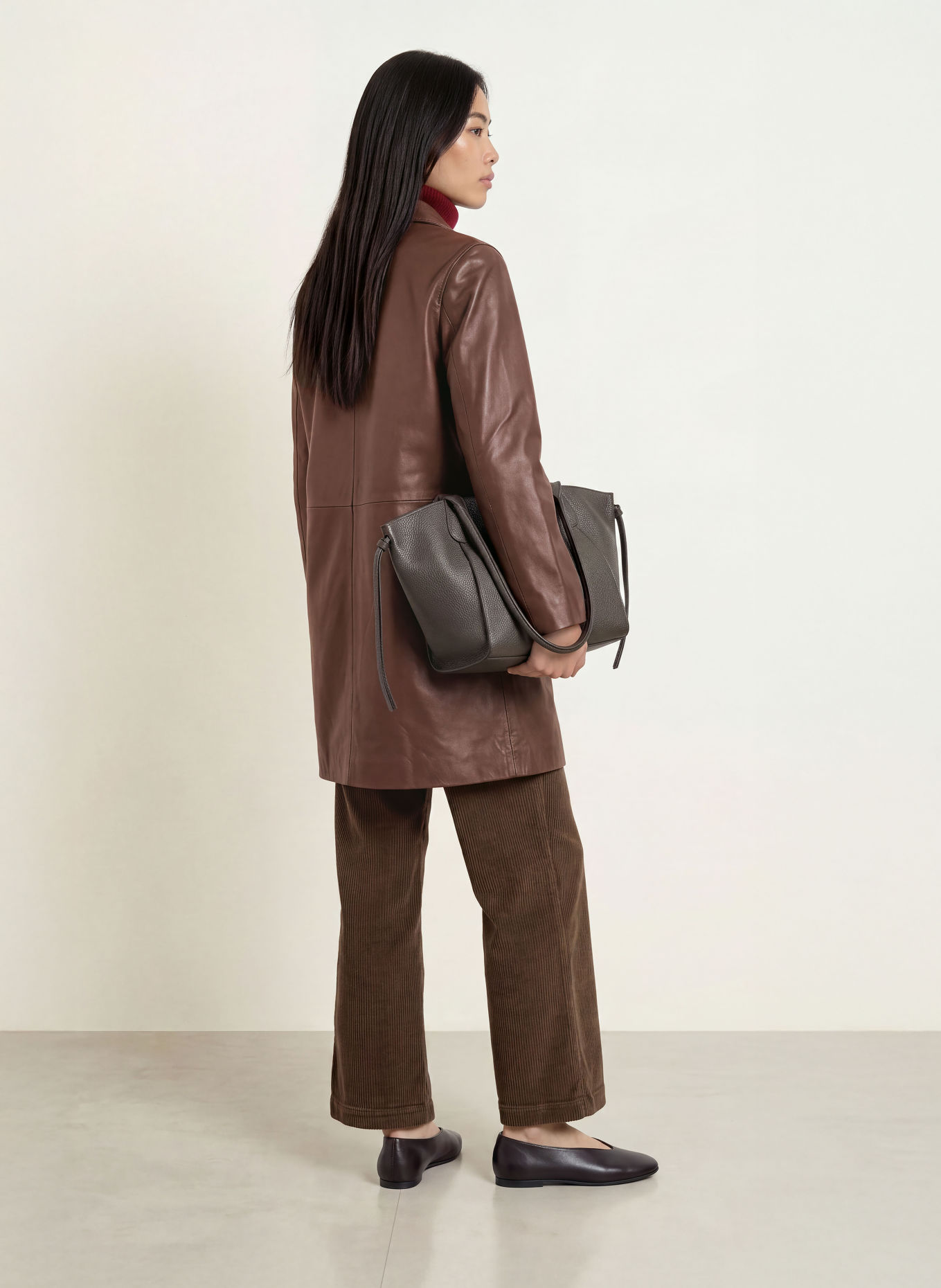 YERSE Lederen jas MICAELA: MARRON FONCÉ