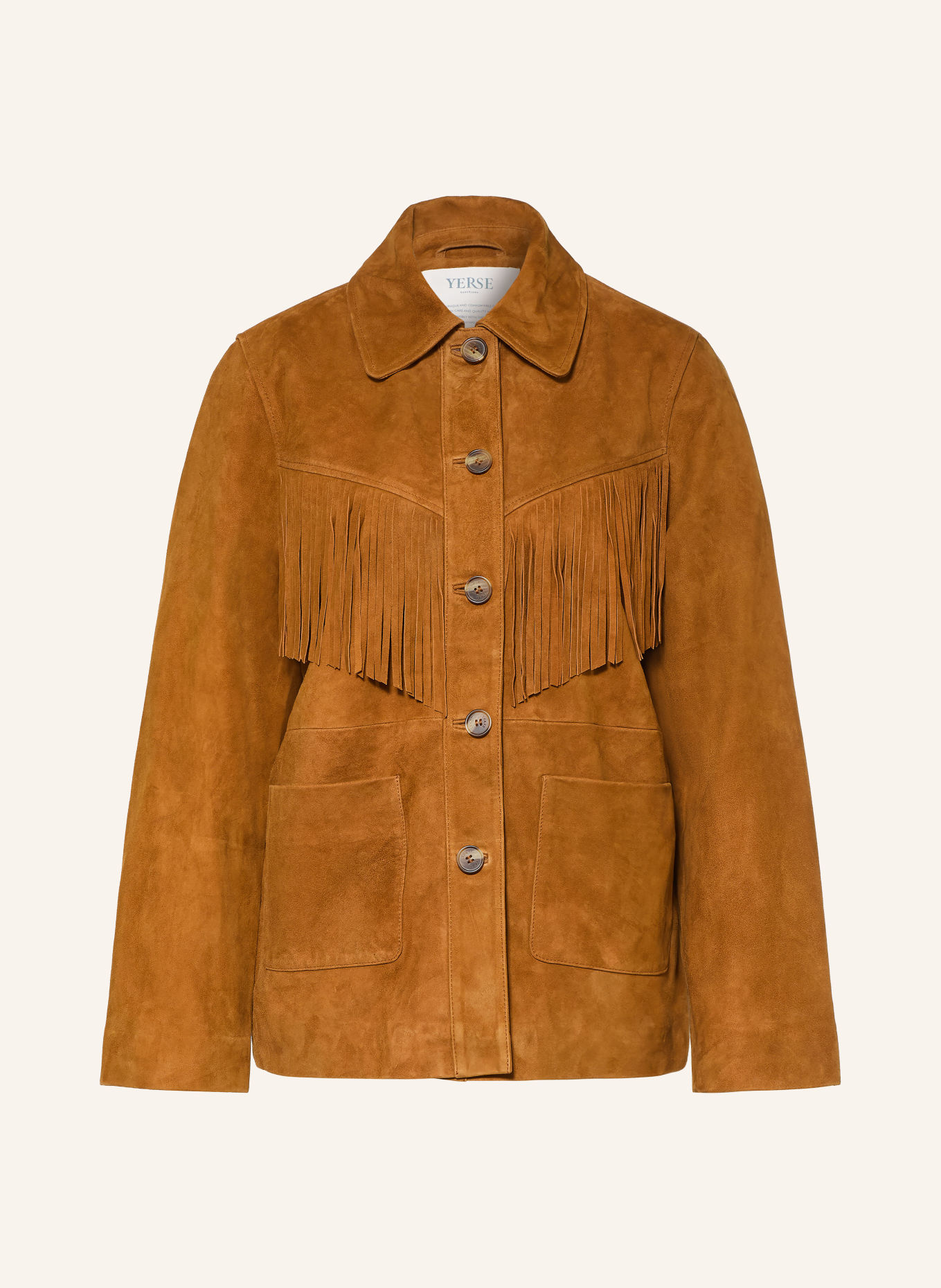 YERSE Leren jas BETHA: COGNAC