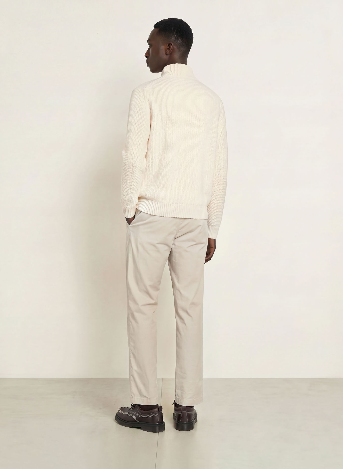 BOSS Half-zip sweater KENTER Turtleneck: ECRU