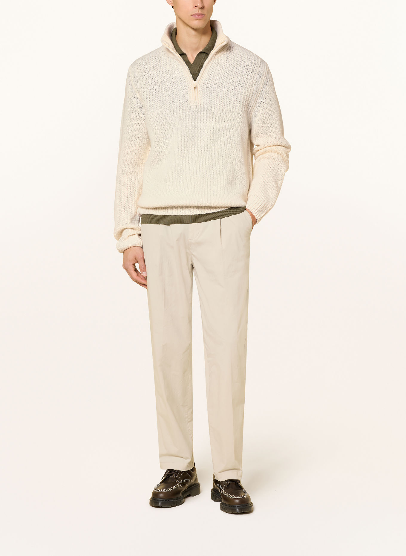 BOSS Half-zip sweater KENTER Turtleneck: ECRU