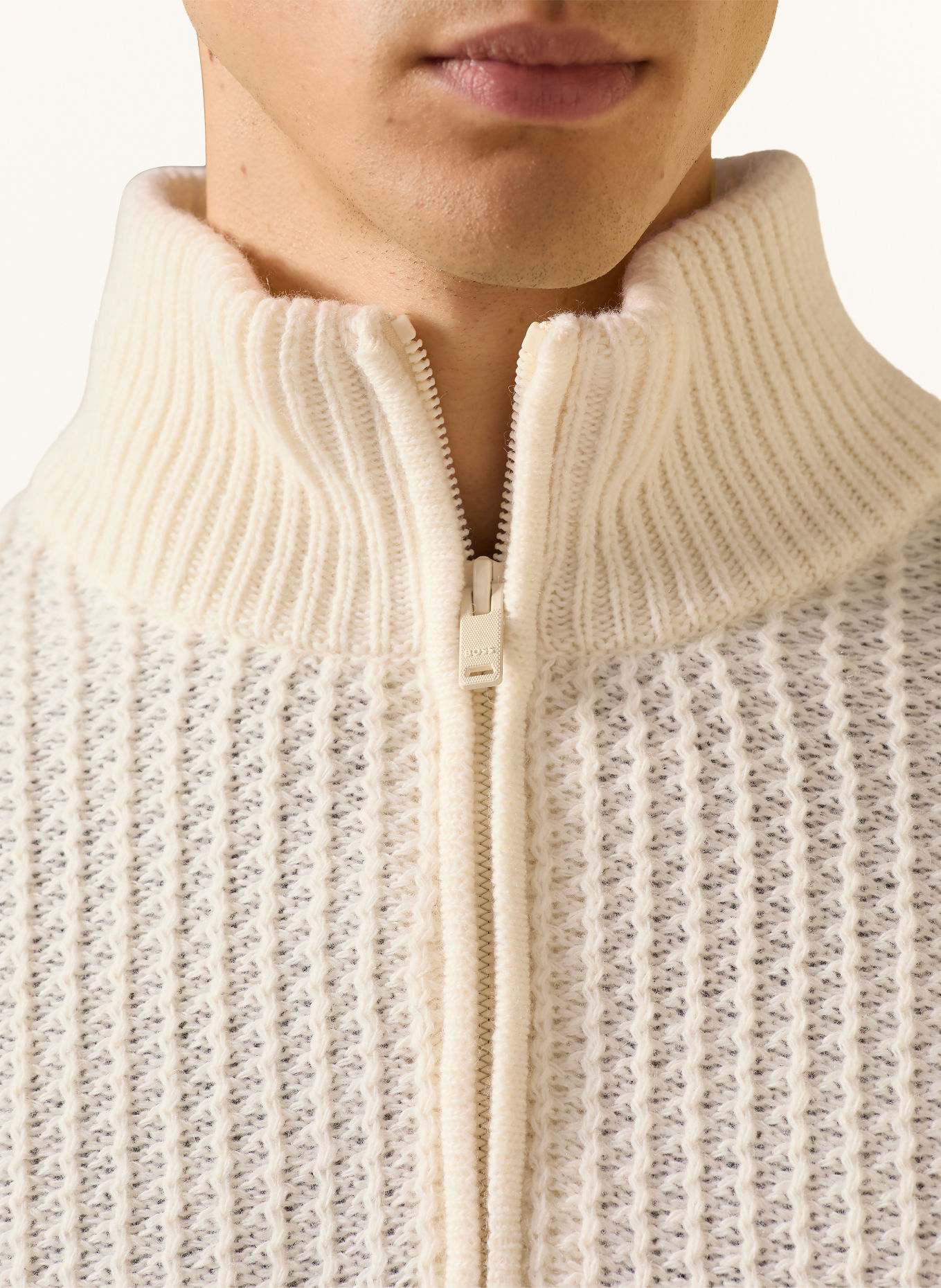 BOSS Half-zip sweater KENTER Turtleneck: ECRU