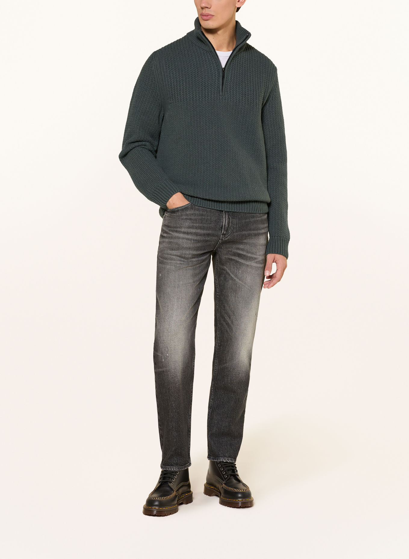 BOSS Pull col zippé KENTER: OLIVE