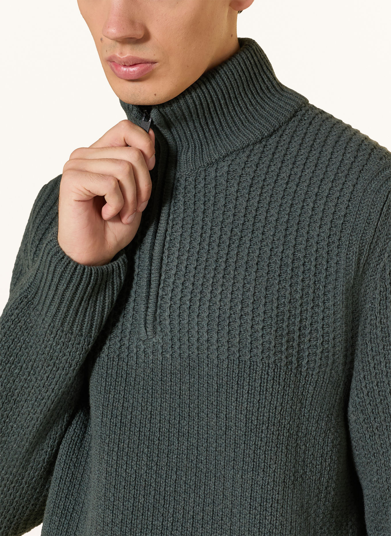 BOSS Pull col zippé KENTER: OLIVE