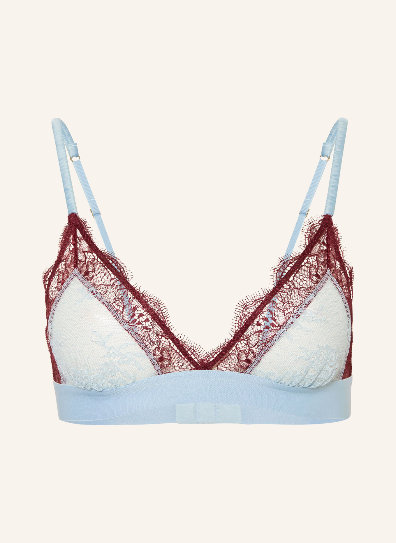 LOVE Stories LOVE LACE Triangle bra: LIGHT BLUE / DARK RED