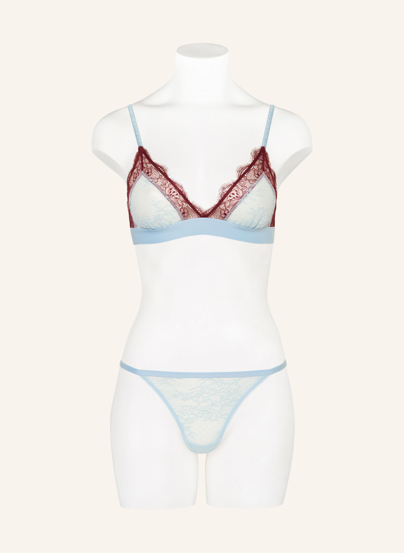 LOVE Stories LOVE LACE Triangle bra: LIGHT BLUE / DARK RED
