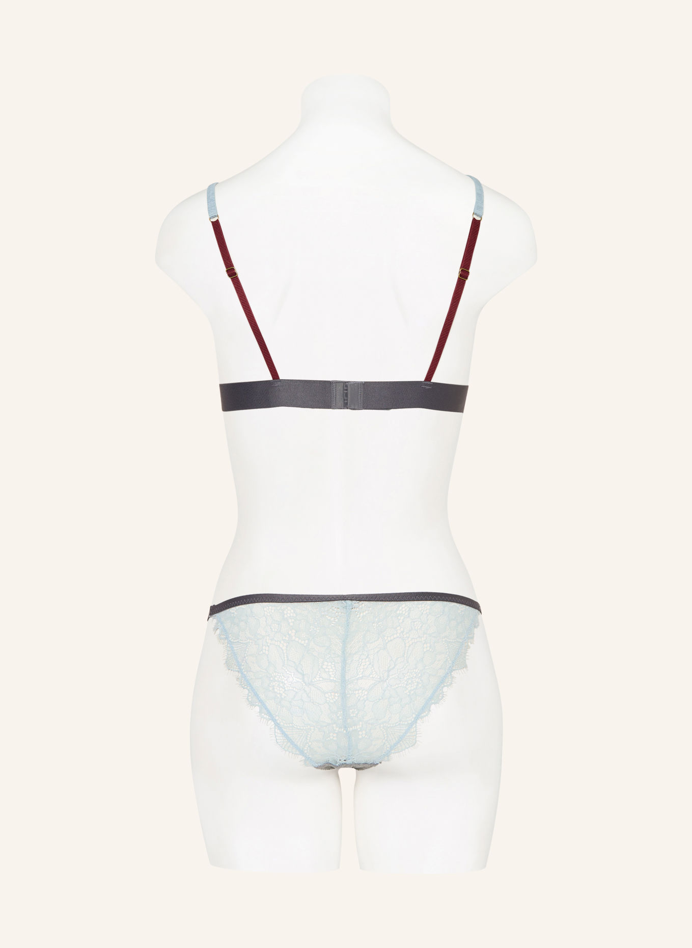 LOVE Stories Triangel-BH LOVE LACE: GRAU / HELLBLAU
