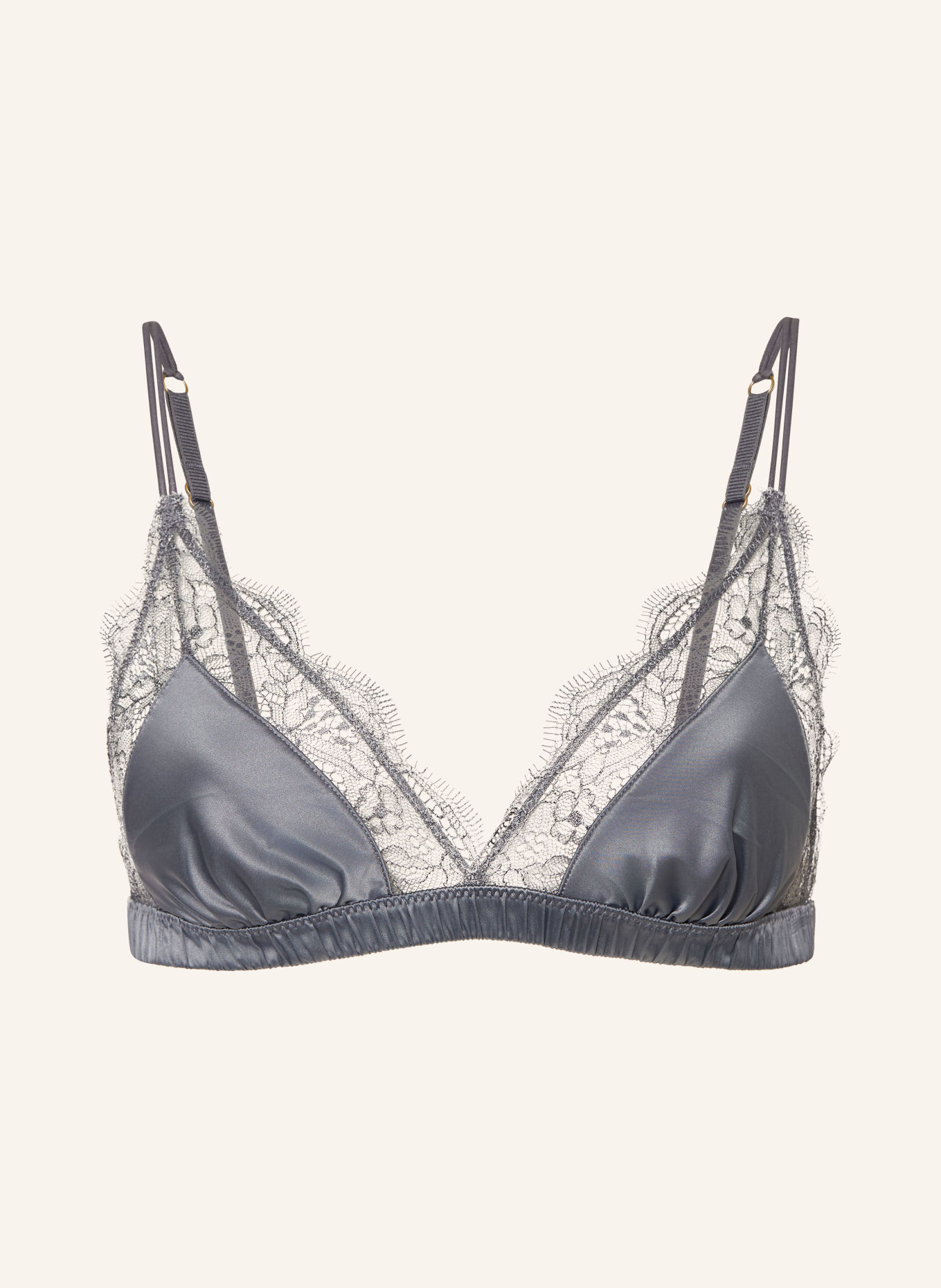 LOVE Stories Triangel-bh LOVE LACE i satin: MØRKEGRÅ