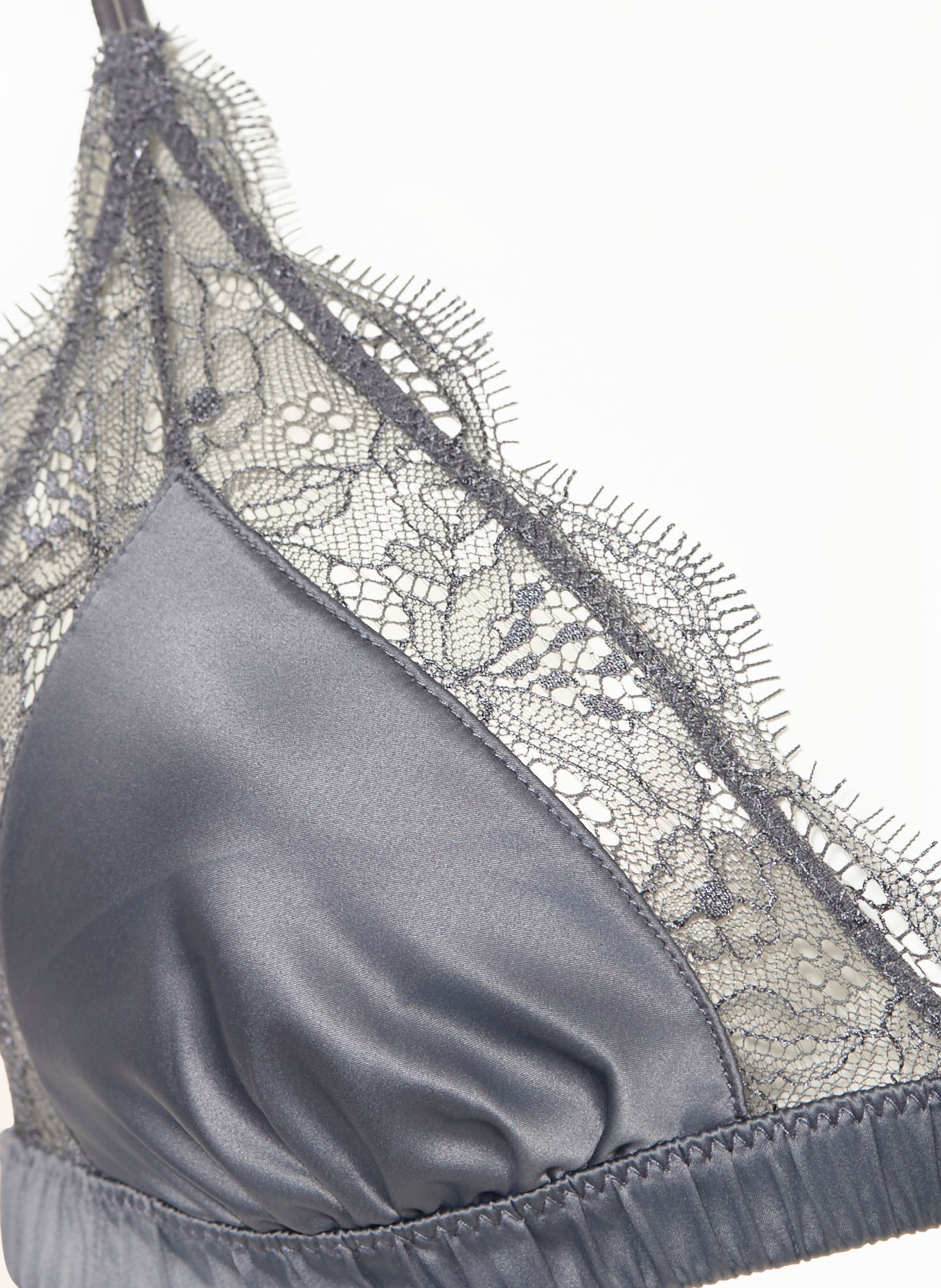 LOVE Stories Triangel-bh LOVE LACE i satin: MØRKEGRÅ
