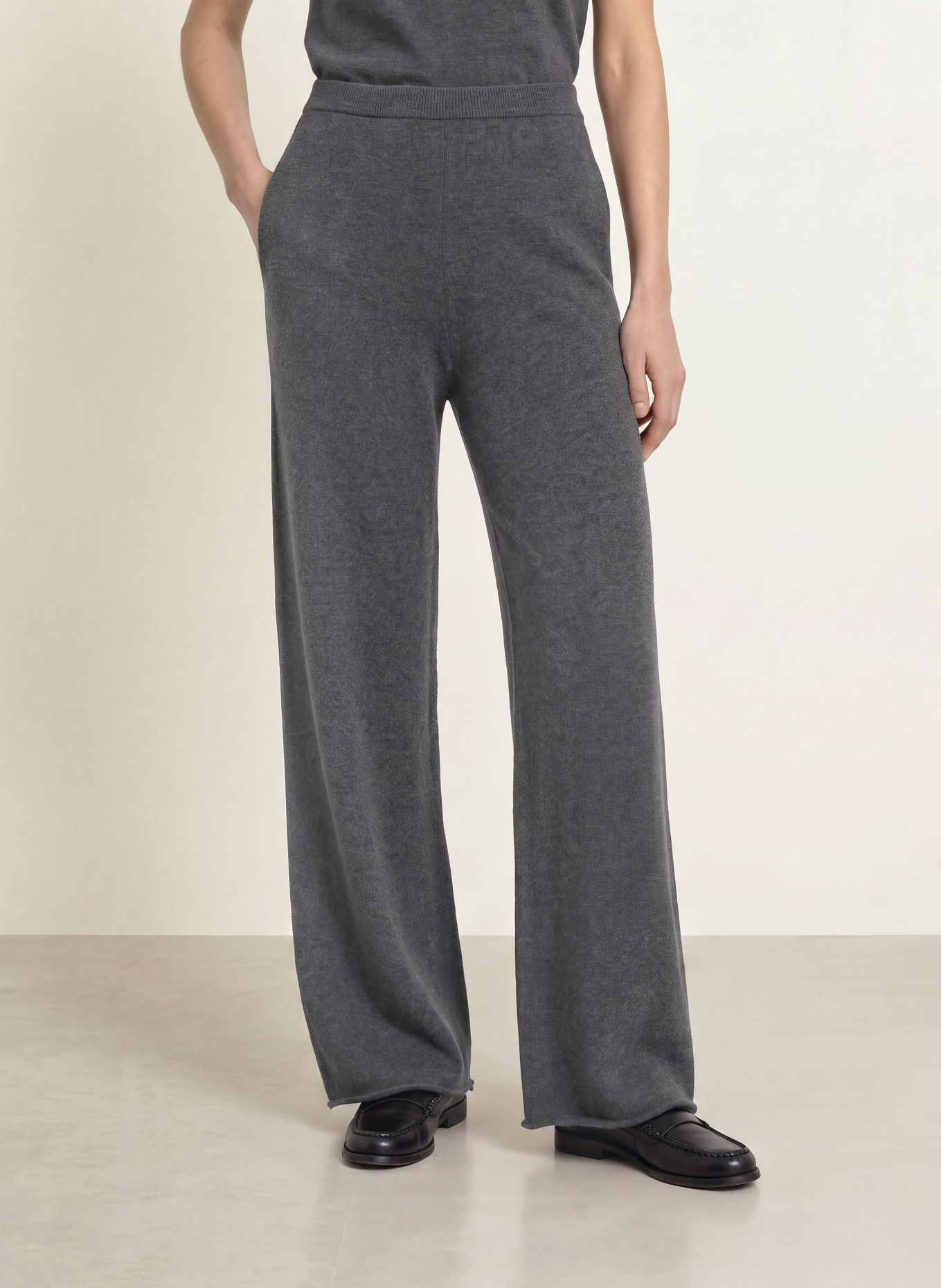 MM by Max Mara OTTIMO Knitted Pants with Cashmere: GRAY