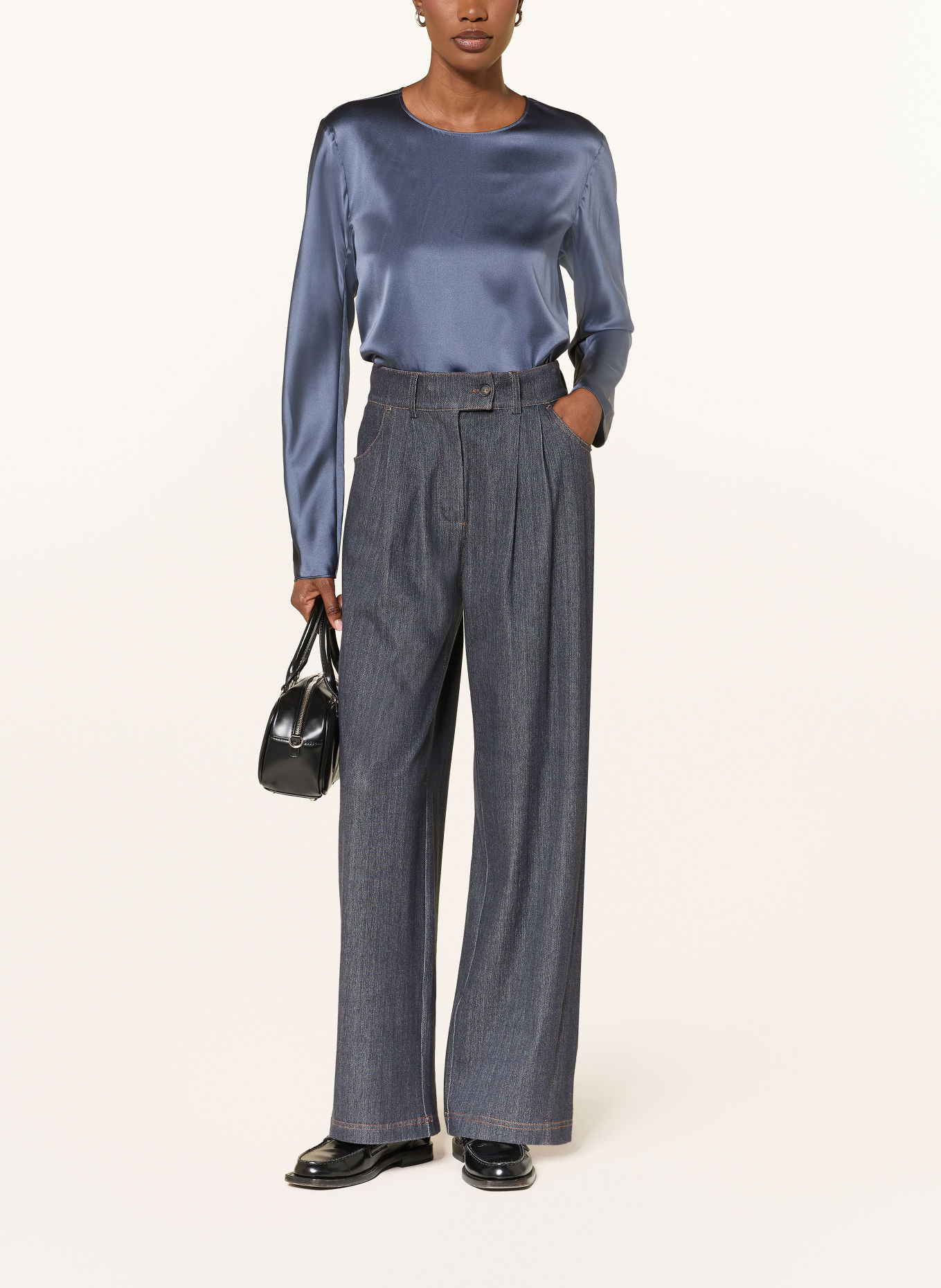 MM by Max Mara Bluzka koszulowa SMALTO z jedwabiem: SZARONIEBIESKI