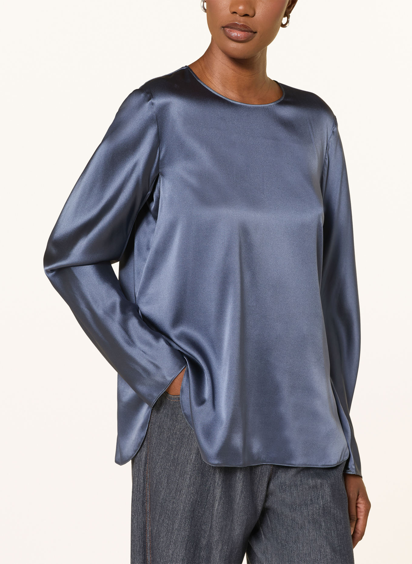 MM by Max Mara Bluzka koszulowa SMALTO z jedwabiem: SZARONIEBIESKI