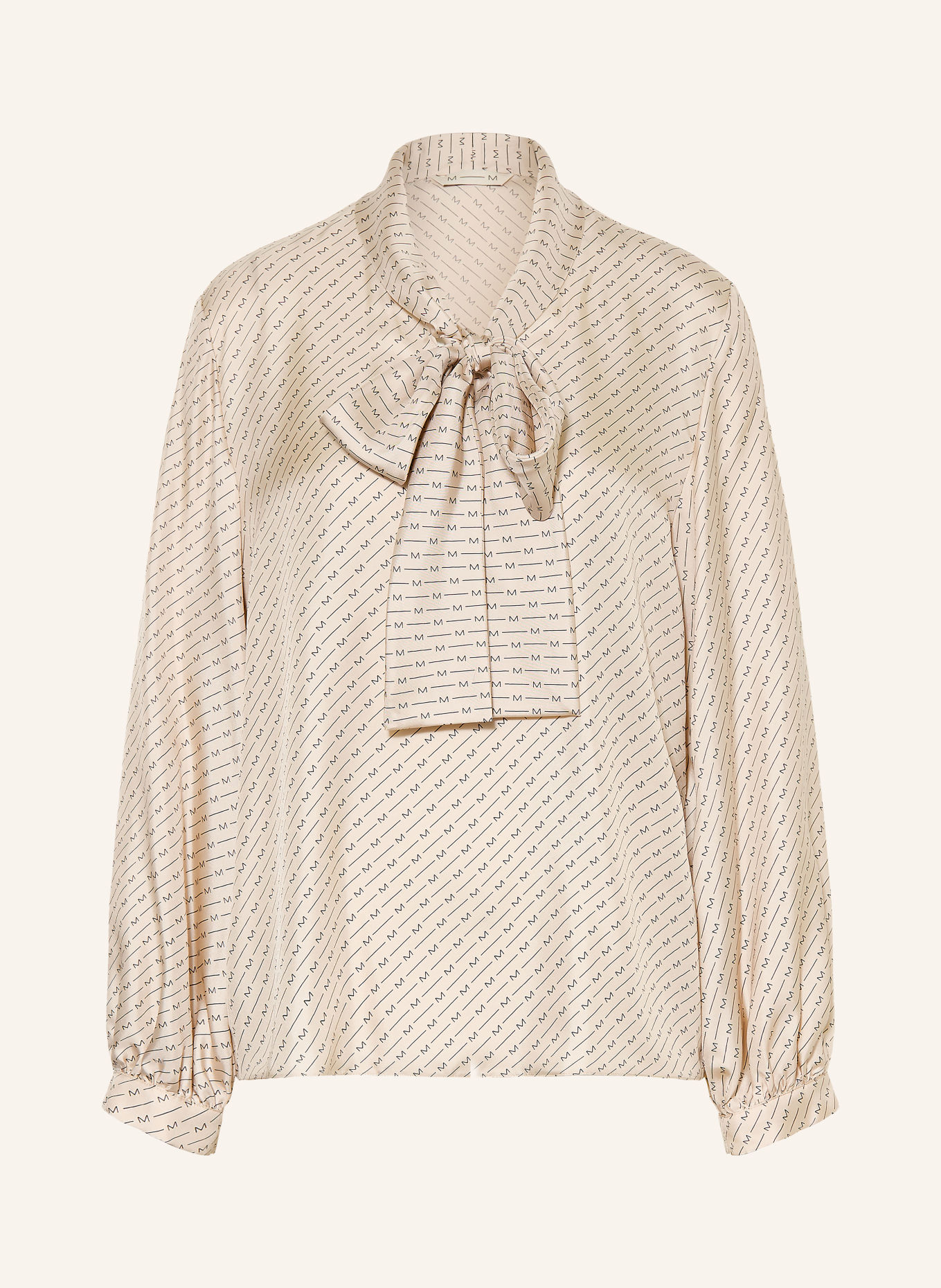 MM by Max Mara LASTRA-strikblouse, van zijde: BEIGE / ZWART