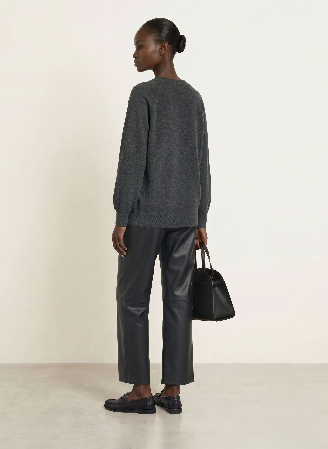 MM by Max Mara LODE Leather-Look Trousers: BLACK