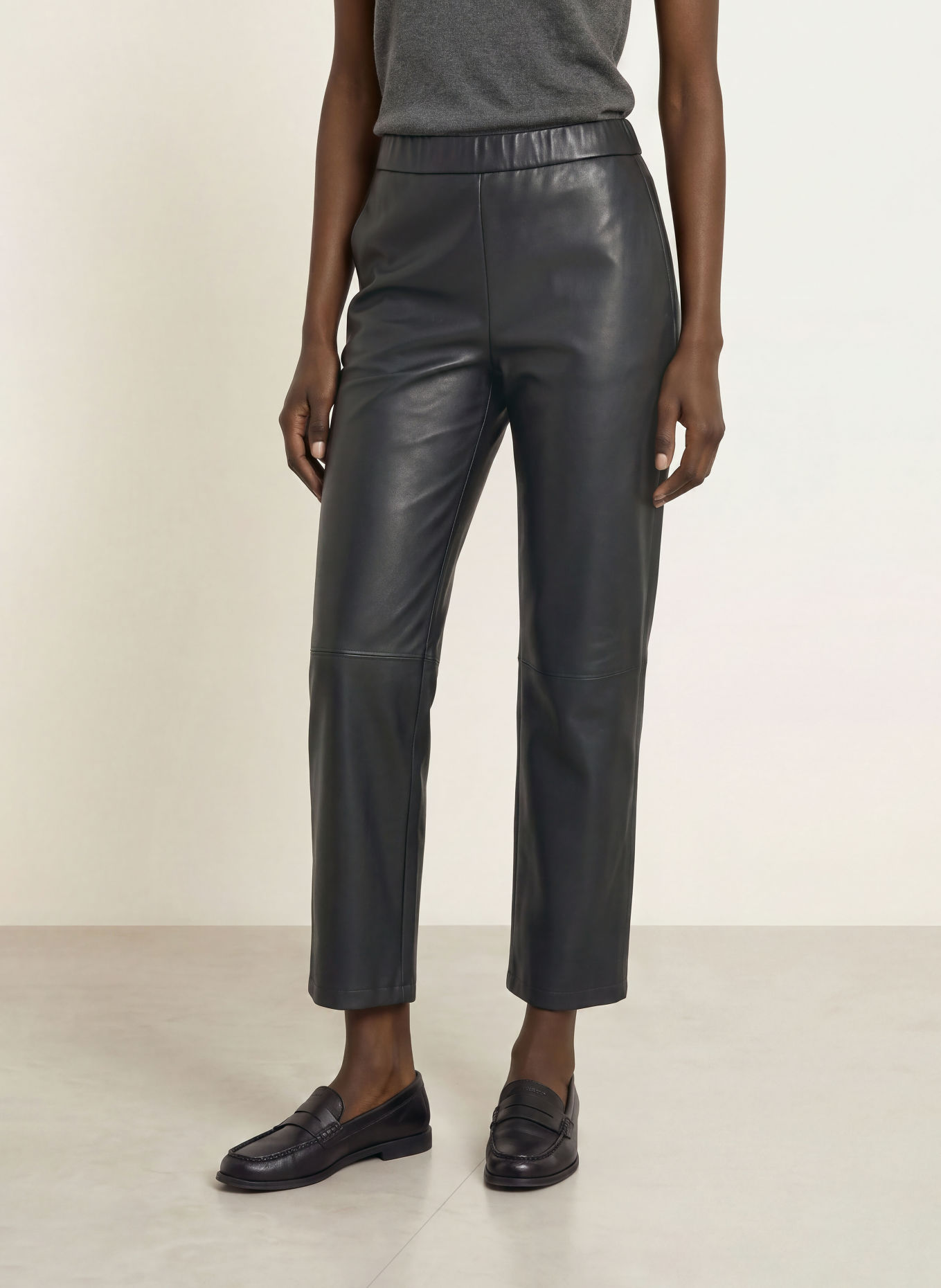 MM by Max Mara LODE Leather-Look Trousers: BLACK