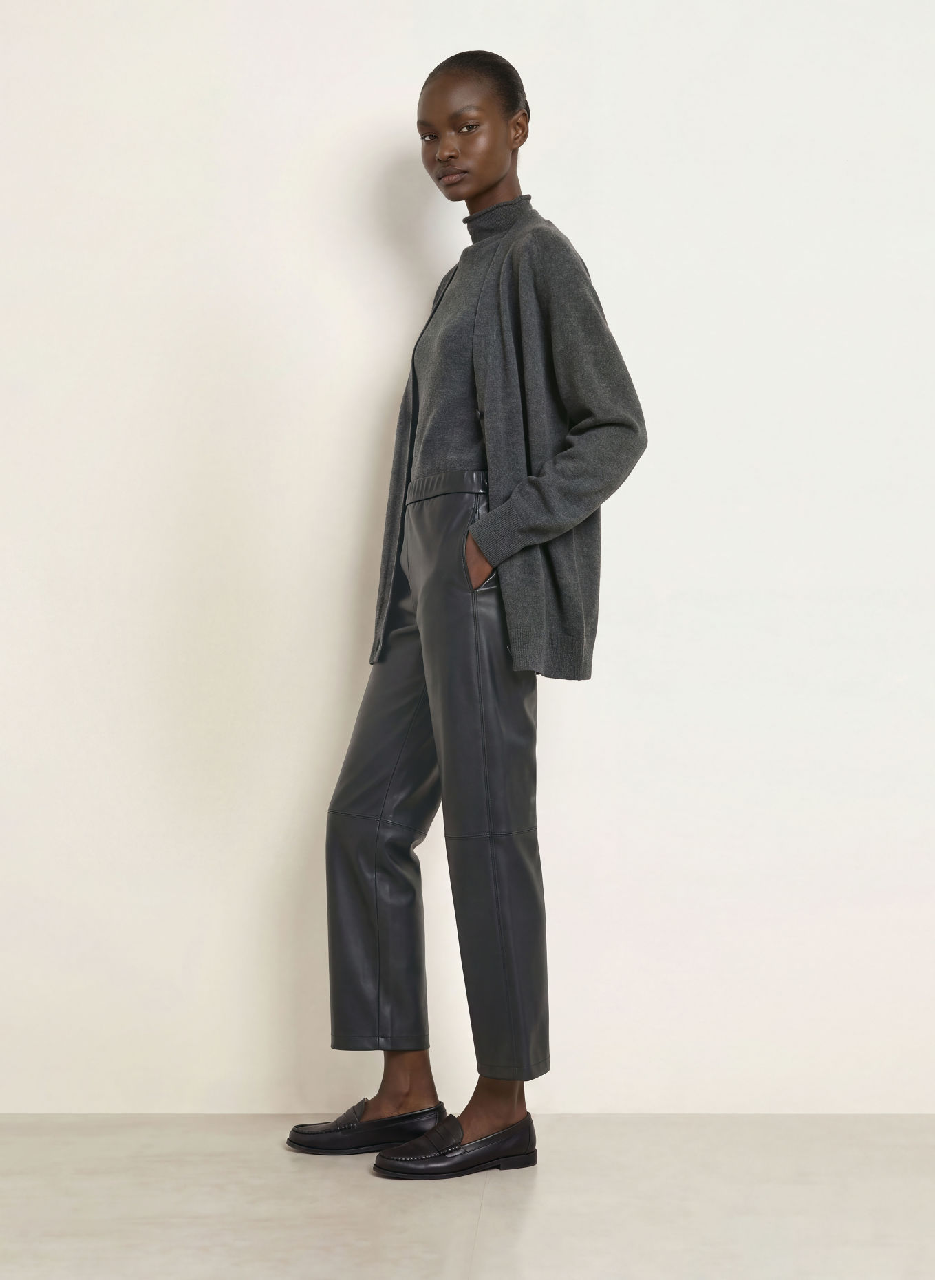 MM by Max Mara LODE Leather-Look Trousers: BLACK