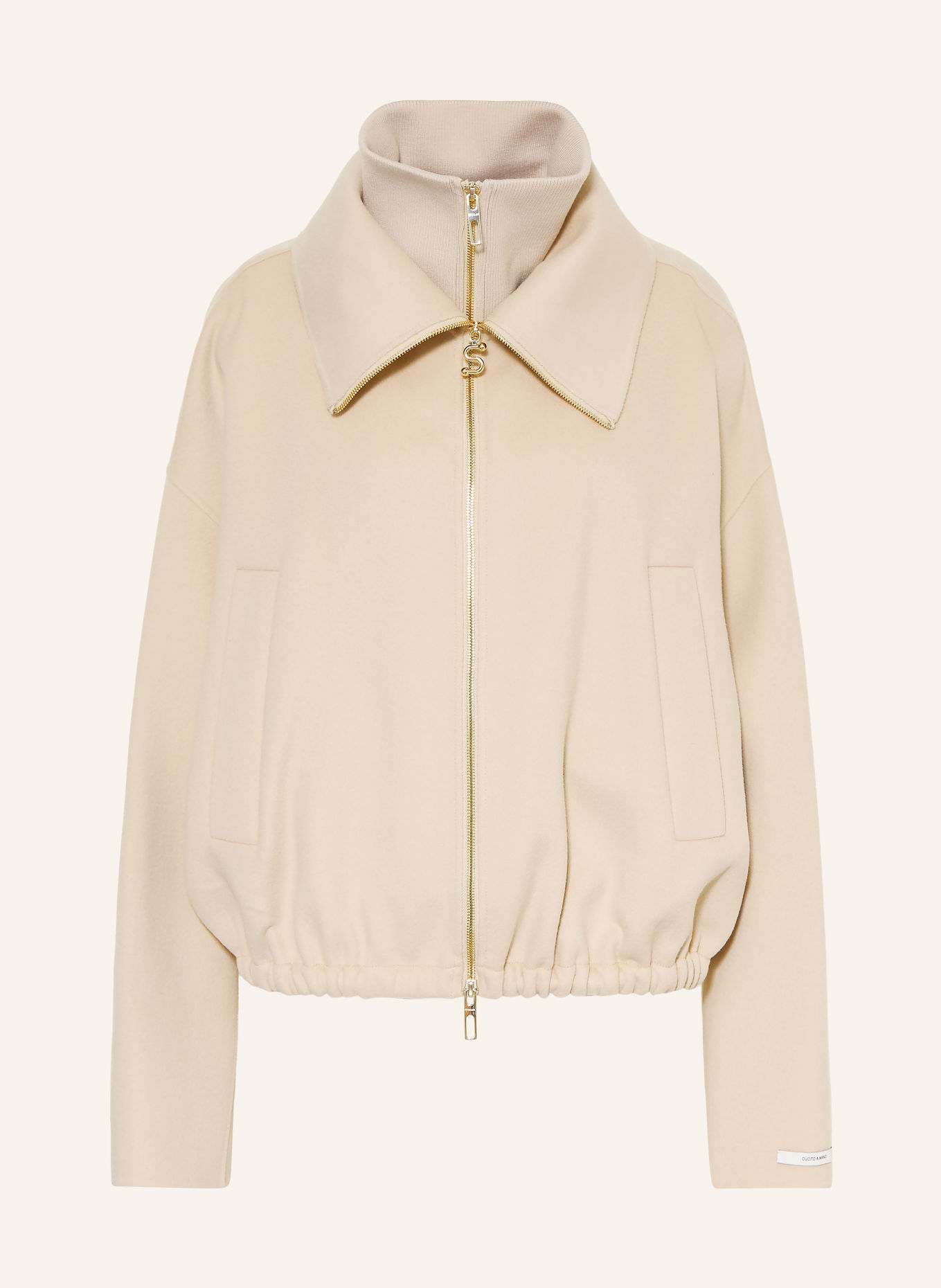 SPORTMAX EMIRO Bomber jacket with Removable Trim: BEIGE