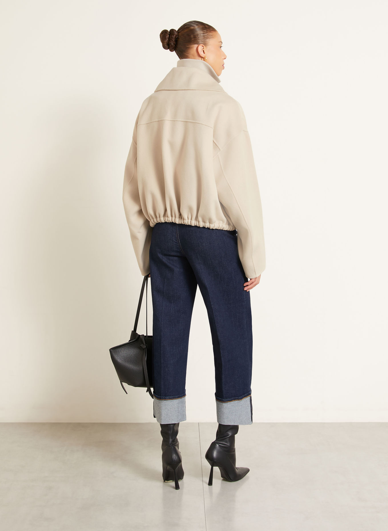 SPORTMAX EMIRO Bomber jacket with Removable Trim: BEIGE