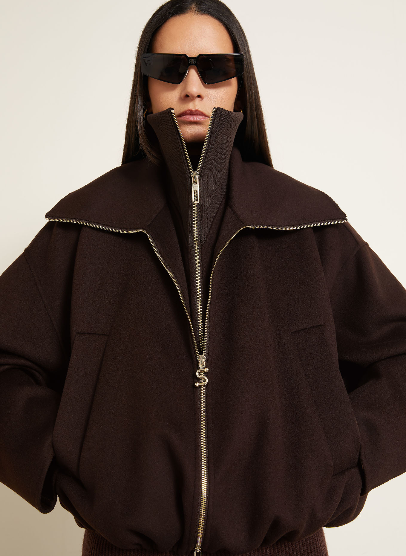 SPORTMAX Blouson EMIRO med avtagbar krage: MÖRKBRUN