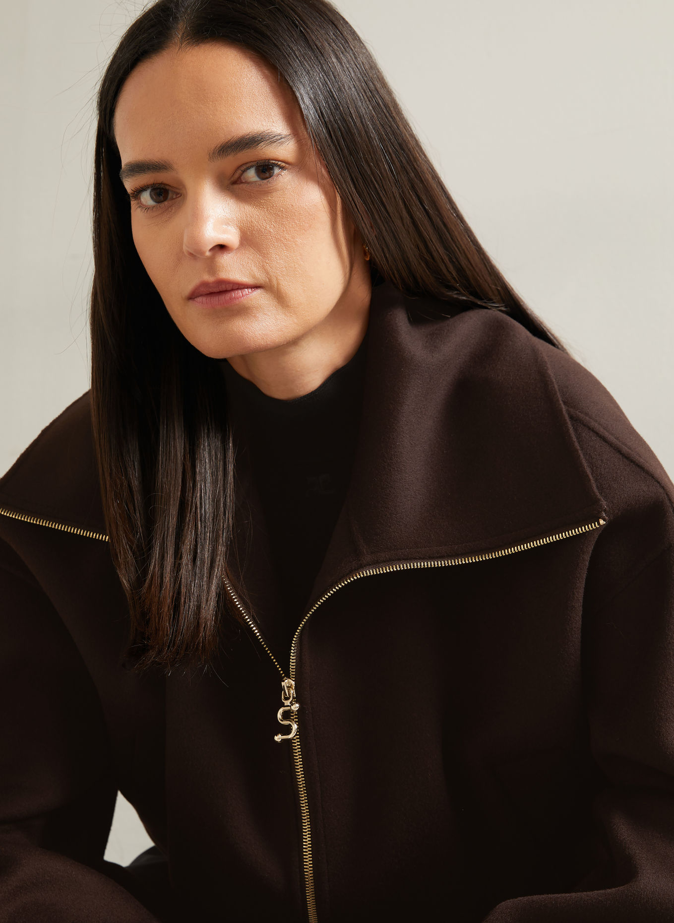 SPORTMAX Blouson EMIRO med avtagbar krage: MÖRKBRUN