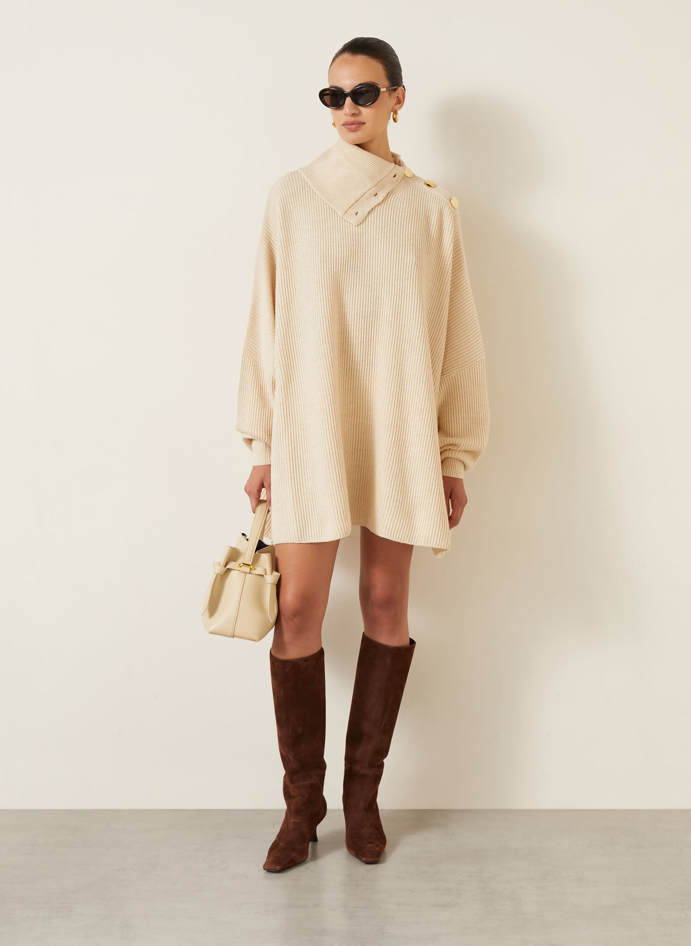 SPORTMAX Robe en maille oversize ALIBI: BEIGE