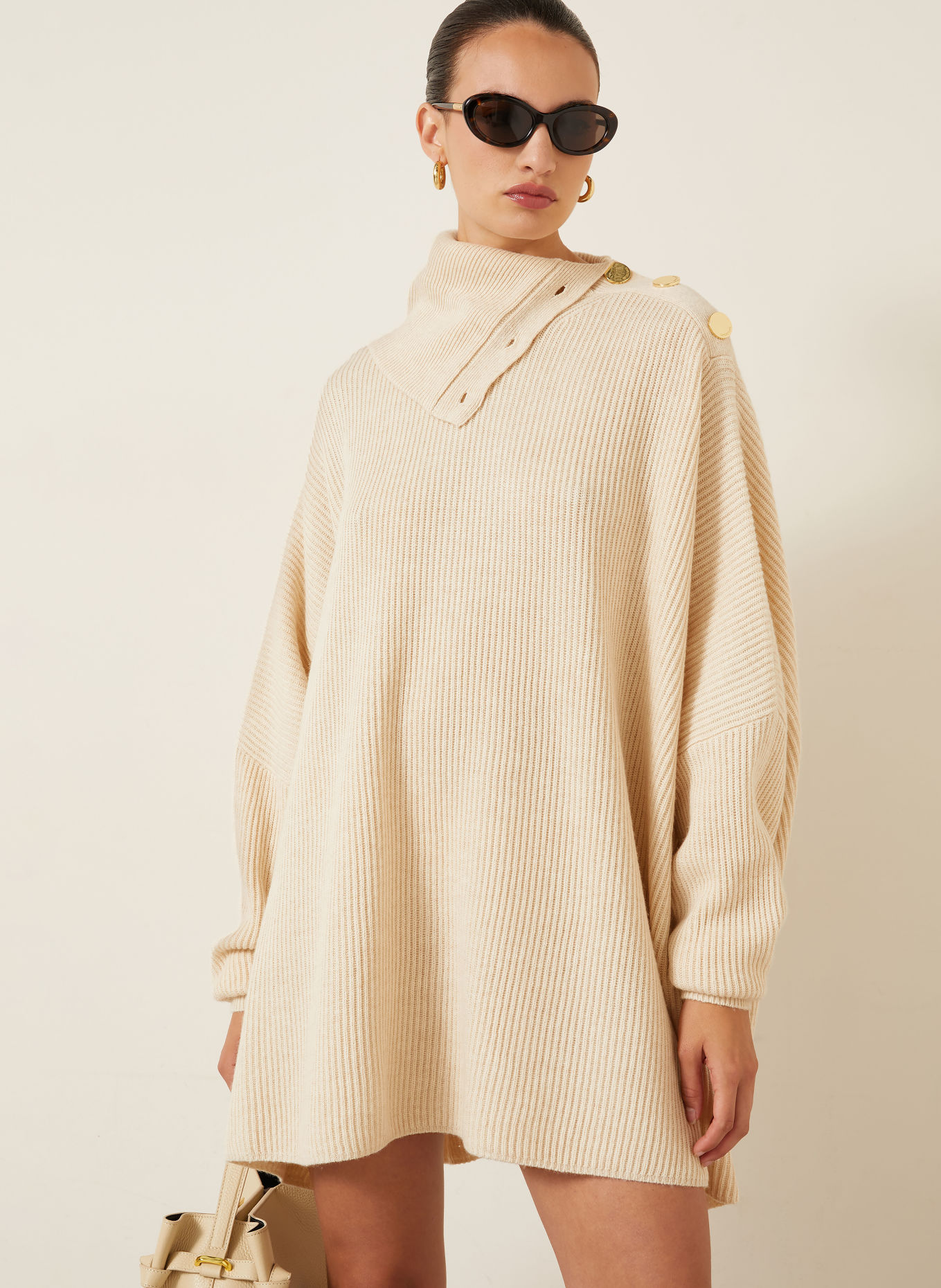 SPORTMAX Robe en maille oversize ALIBI: BEIGE