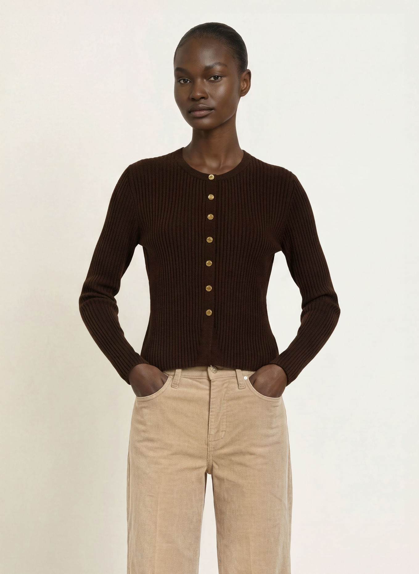 ALLUDE Strickjacke mit Cashmere: DUNKELBRAUN