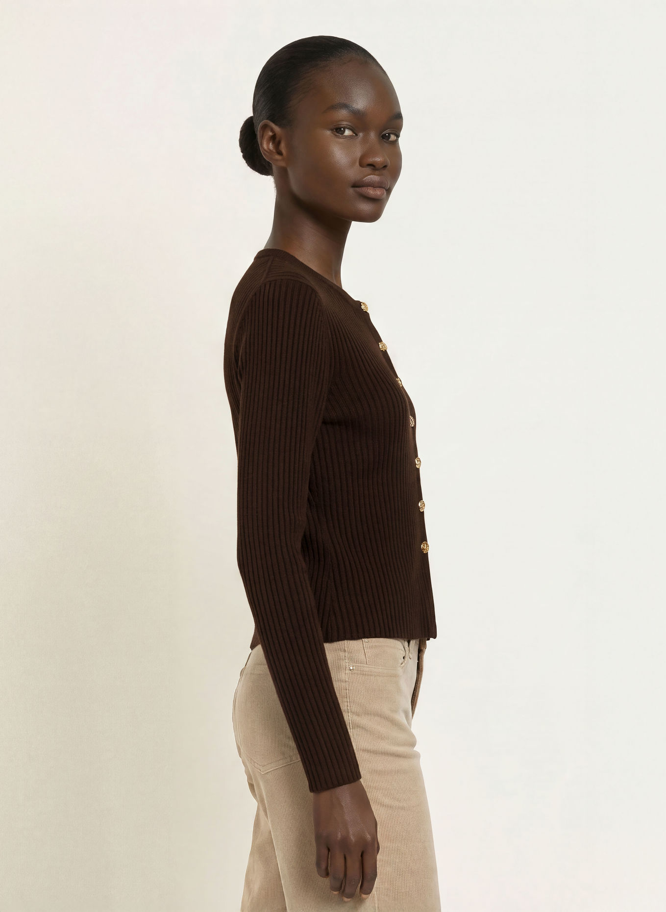 ALLUDE Strickjacke mit Cashmere: DUNKELBRAUN