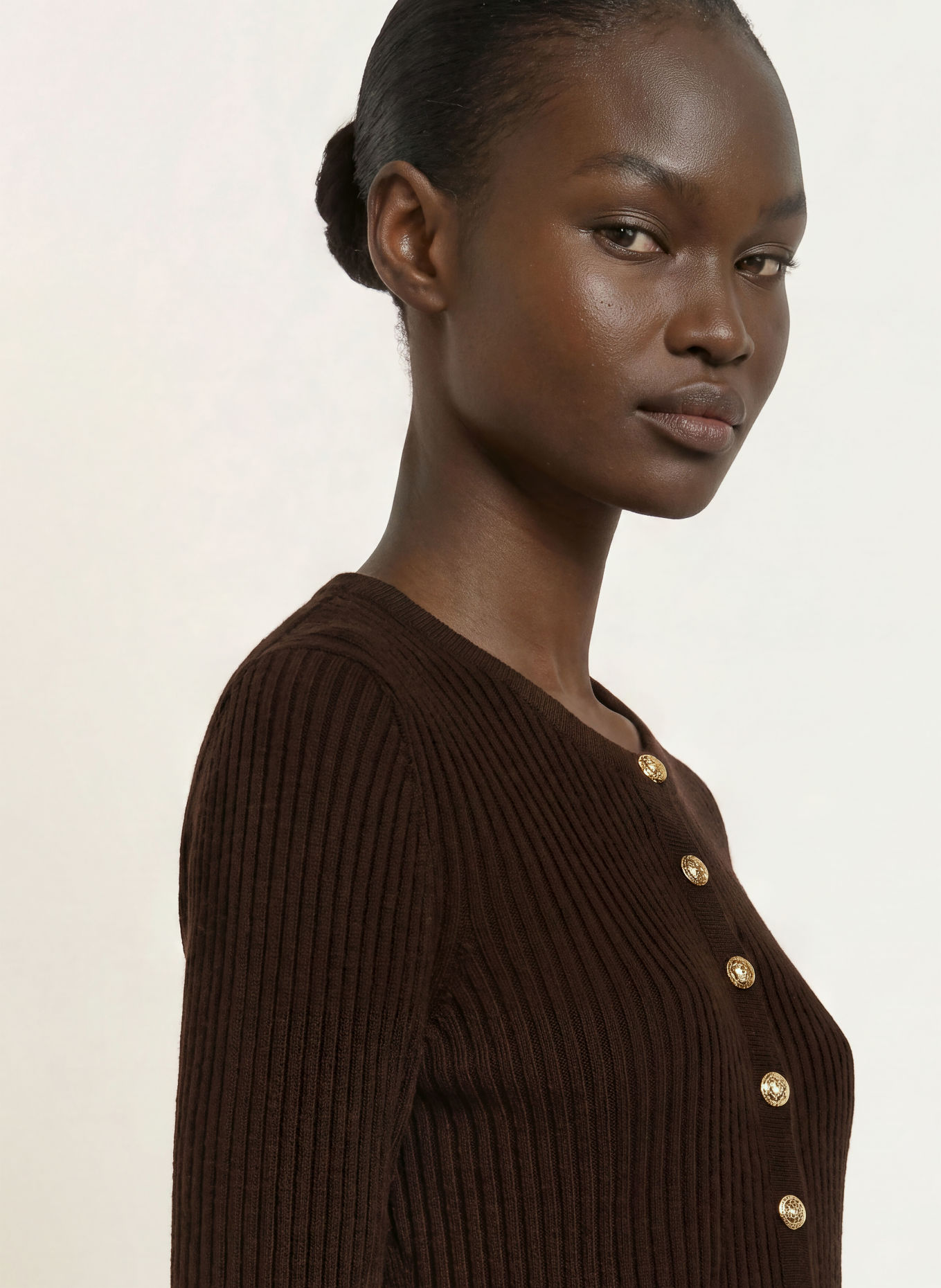ALLUDE Strickjacke mit Cashmere: DUNKELBRAUN