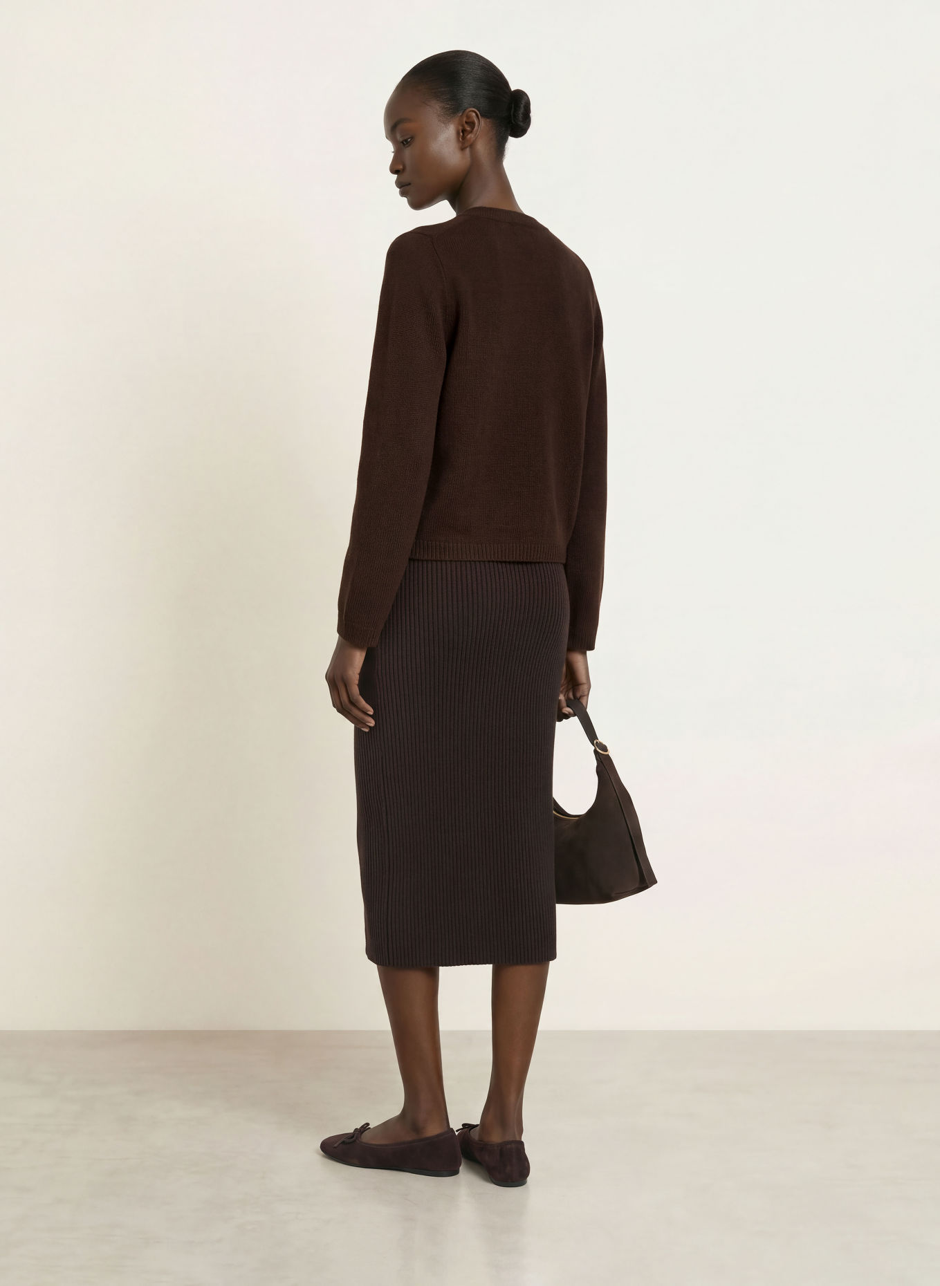 ALLUDE Cashmere Cardigan: DARK BROWN
