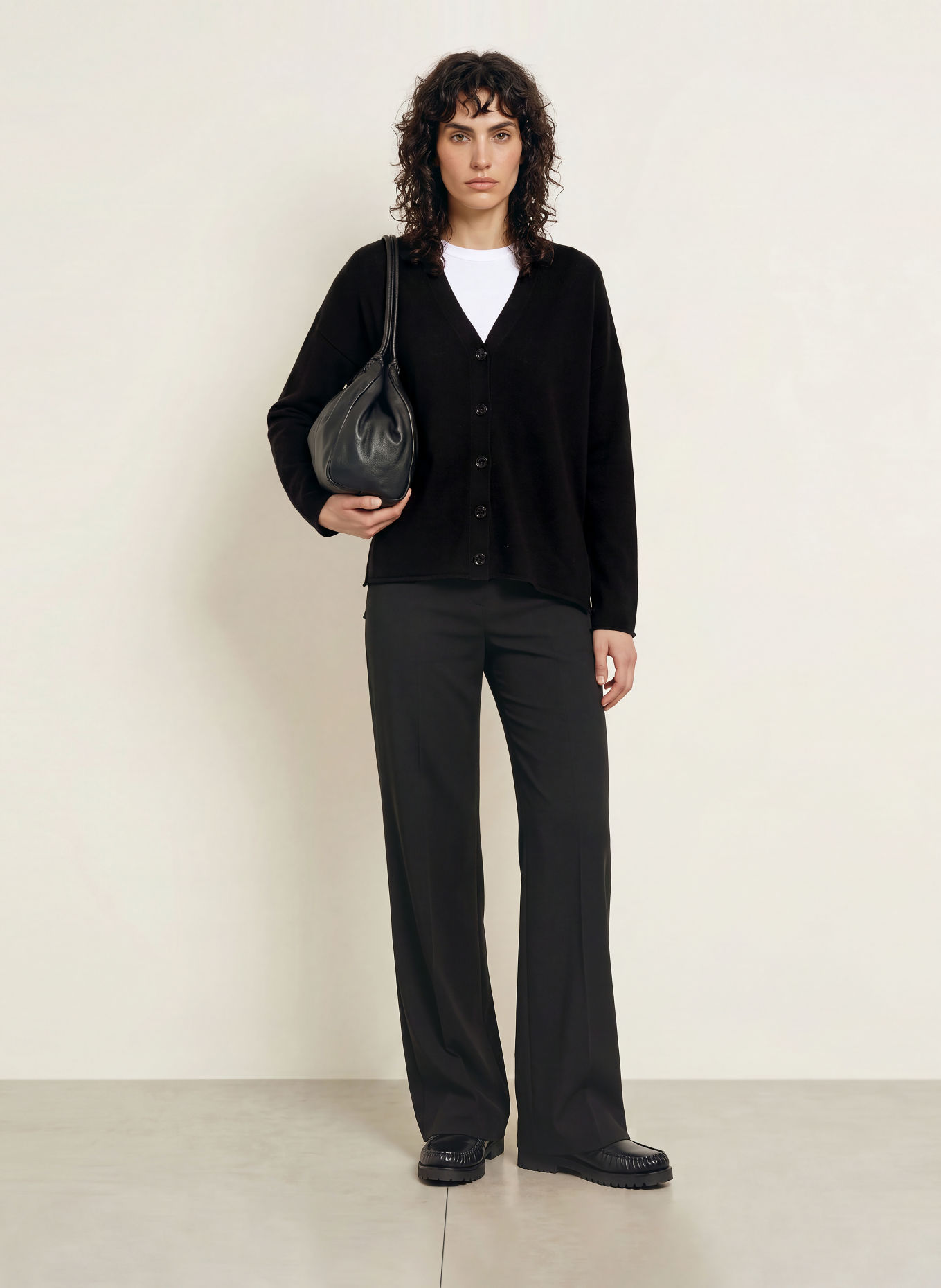 ALLUDE Oversized cashmere Cardigan: BLACK