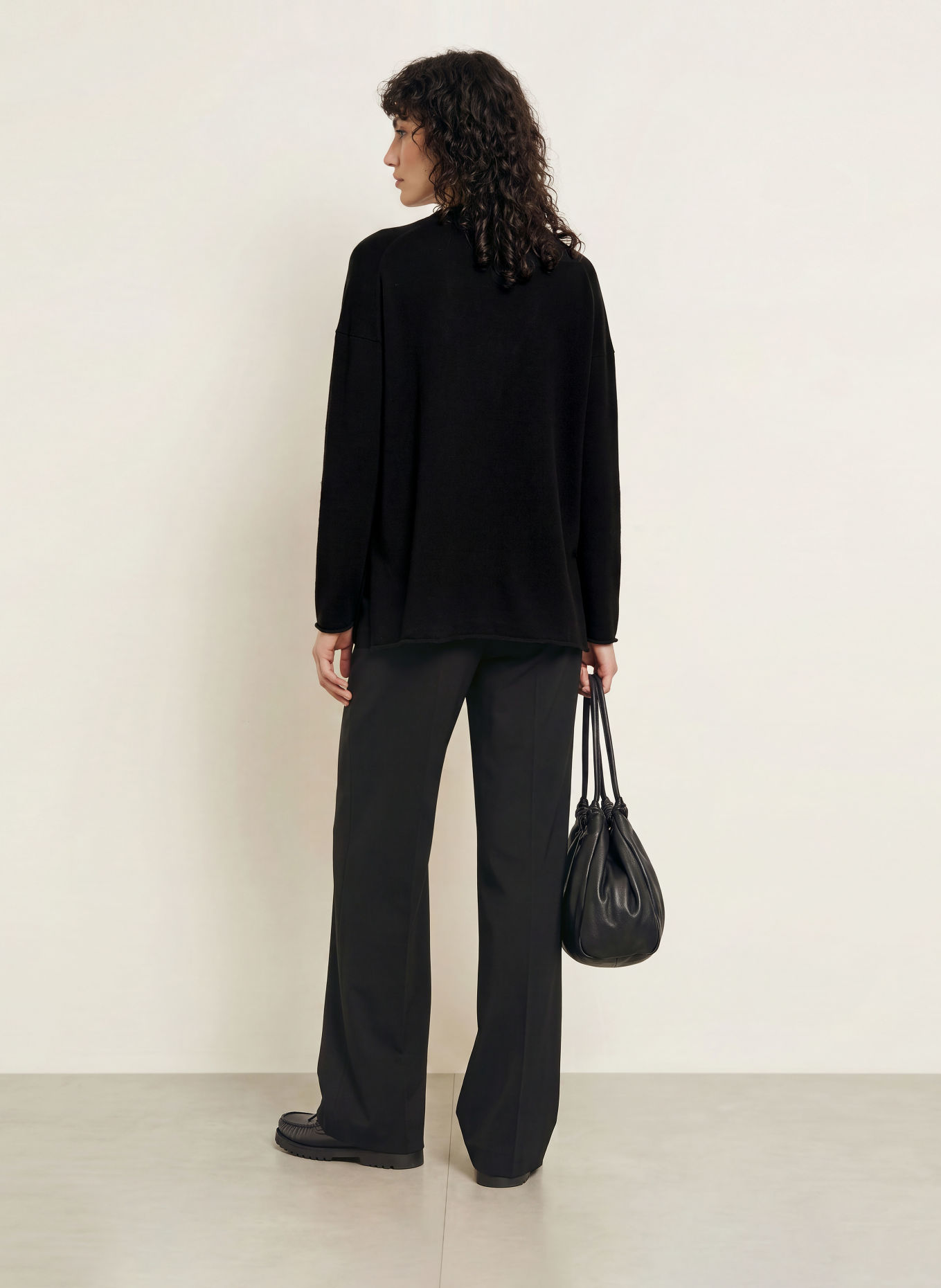 ALLUDE Oversized cashmere Cardigan: BLACK