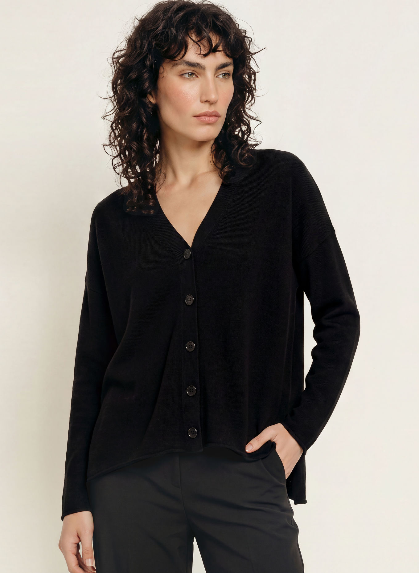 ALLUDE Oversized cashmere Cardigan: BLACK