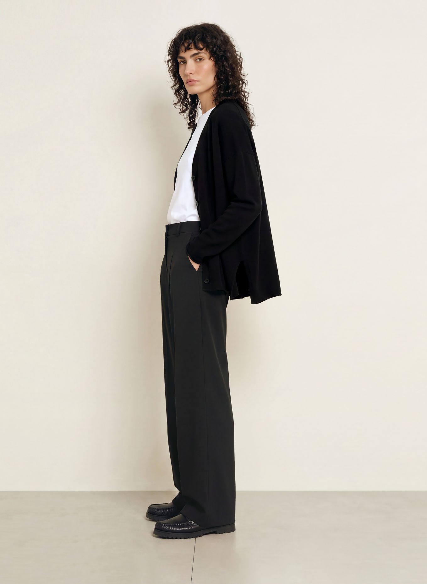 ALLUDE Oversized cashmere Cardigan: BLACK
