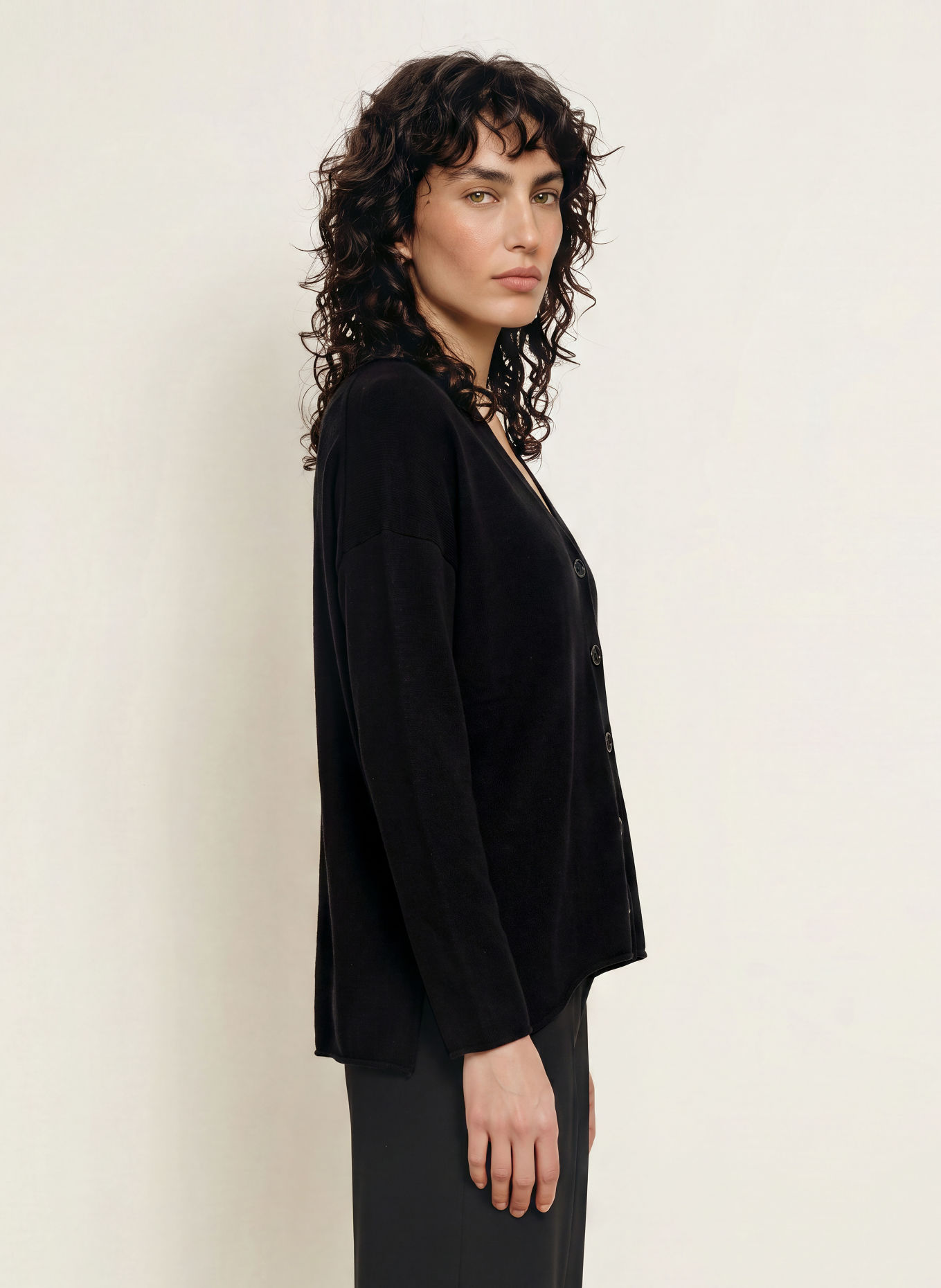 ALLUDE Oversized cashmere Cardigan: BLACK