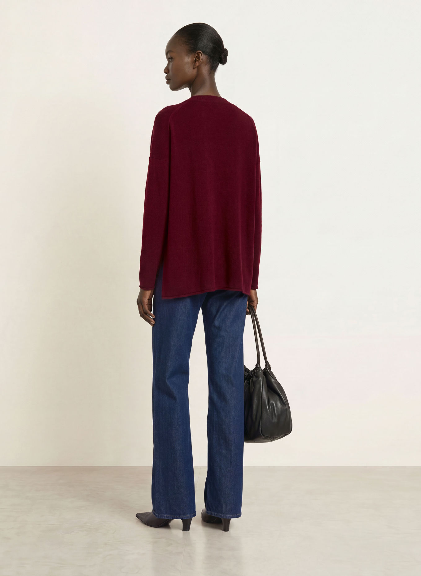 ALLUDE Oversized-Strickjacke aus Cashmere: DUNKELLILA