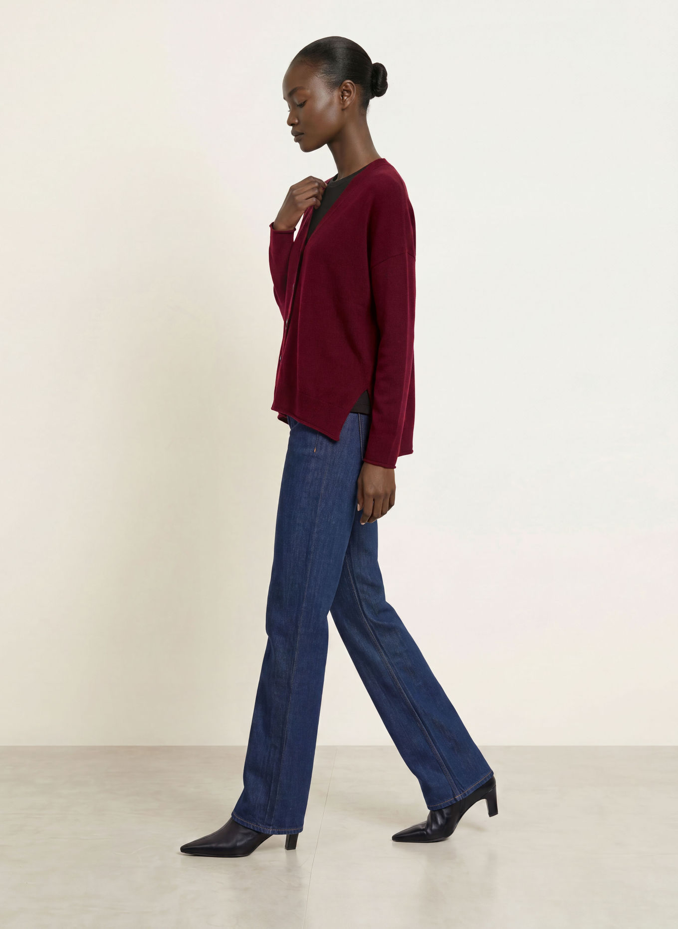 ALLUDE Oversized-Strickjacke aus Cashmere: DUNKELLILA