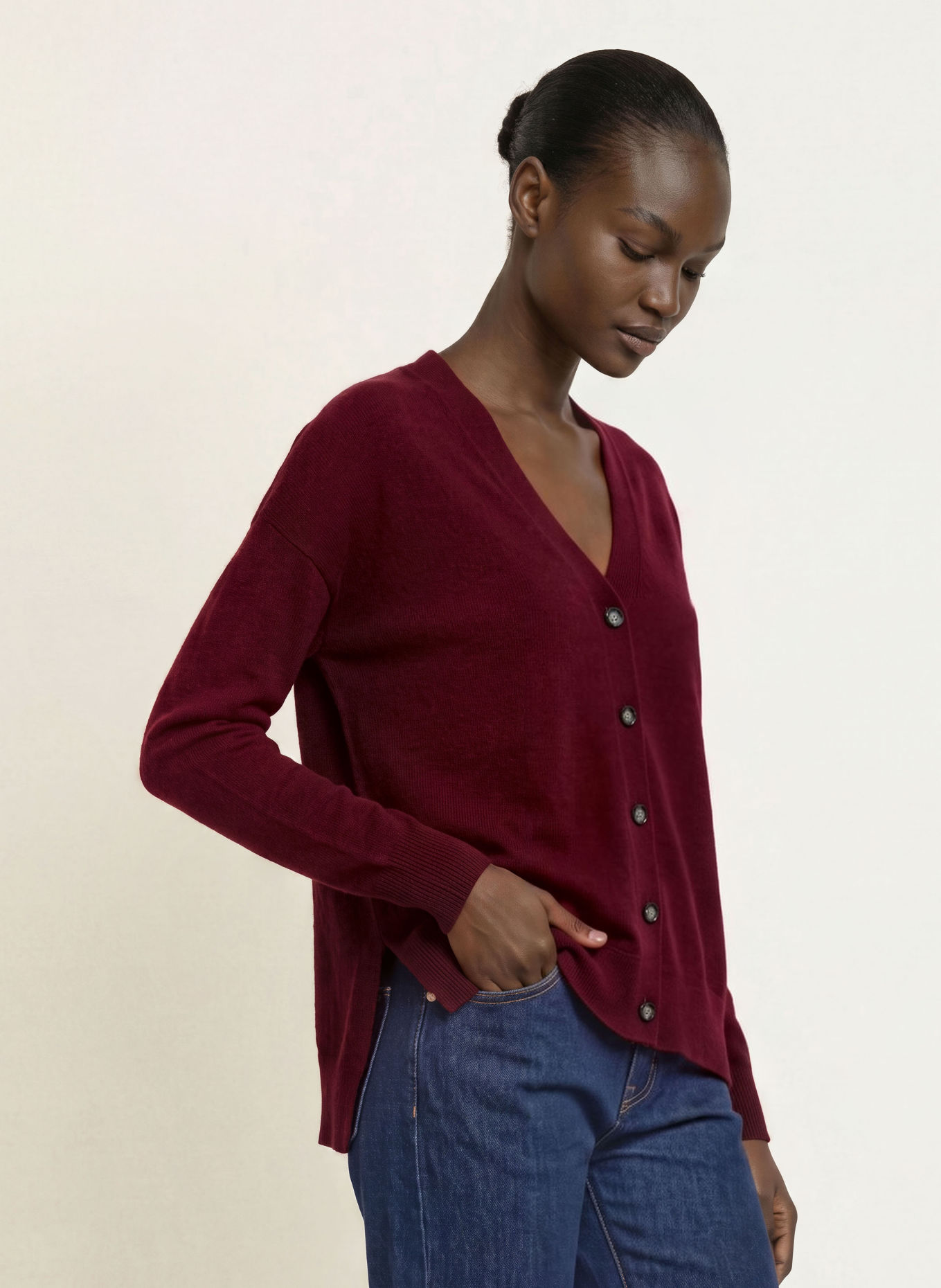 ALLUDE Oversized-Strickjacke aus Cashmere: DUNKELLILA