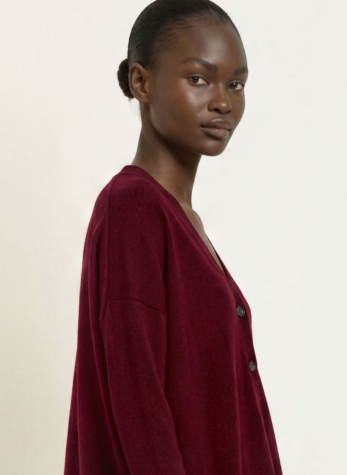 ALLUDE Oversized-Strickjacke aus Cashmere: DUNKELLILA