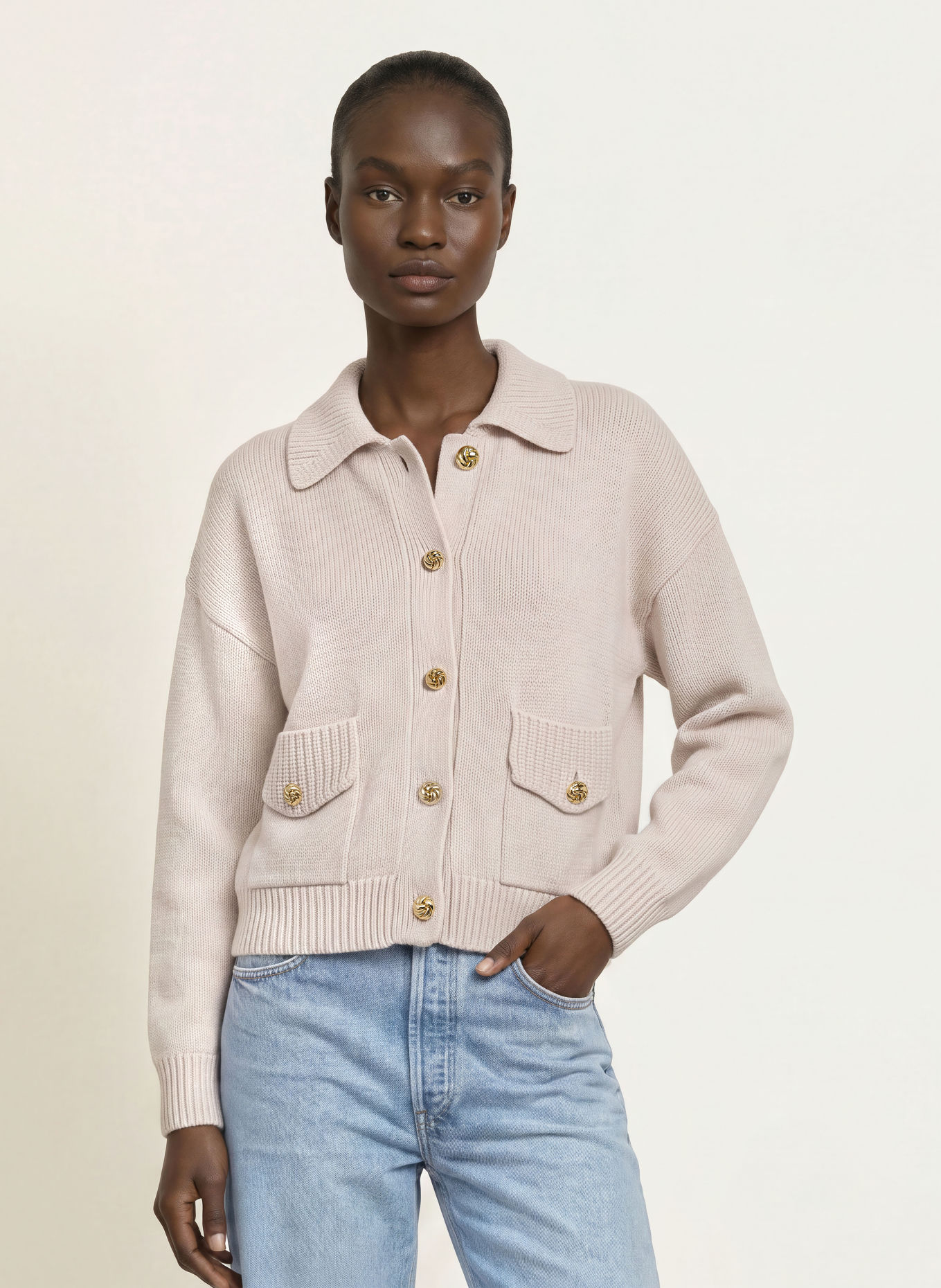 ALLUDE Strickjacke mit Cashmere: HELLGRAU