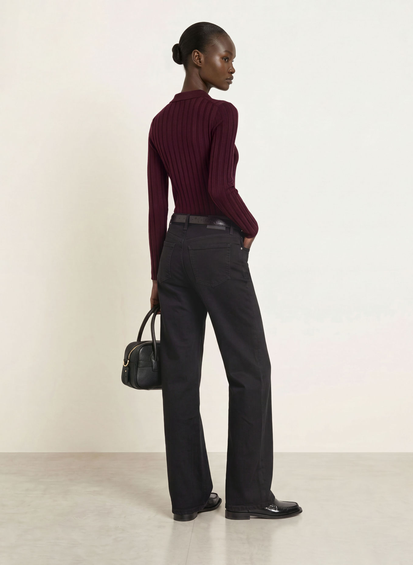 ALLUDE Strick-Poloshirt: DUNKELLILA