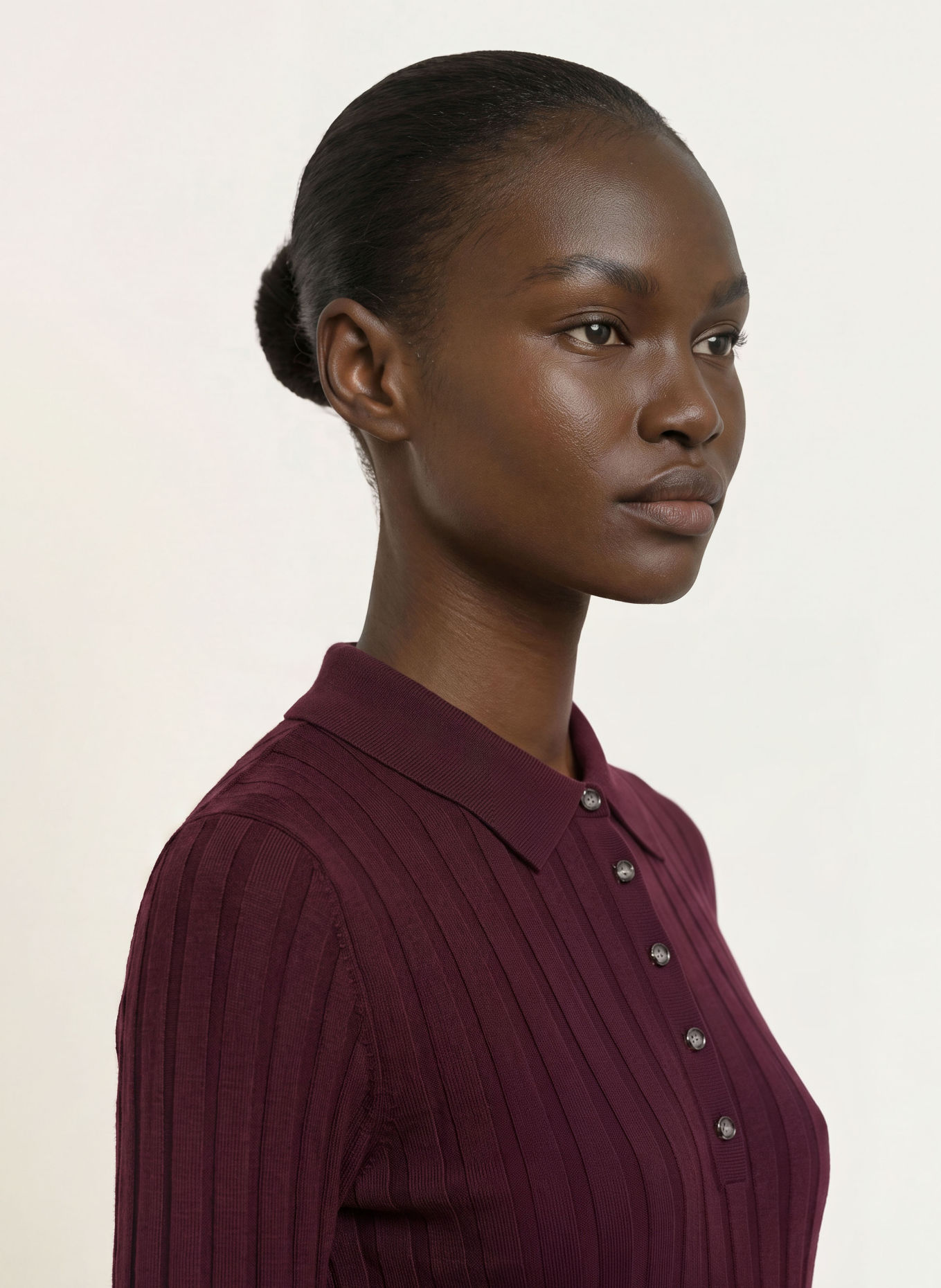 ALLUDE Strick-Poloshirt: DUNKELLILA