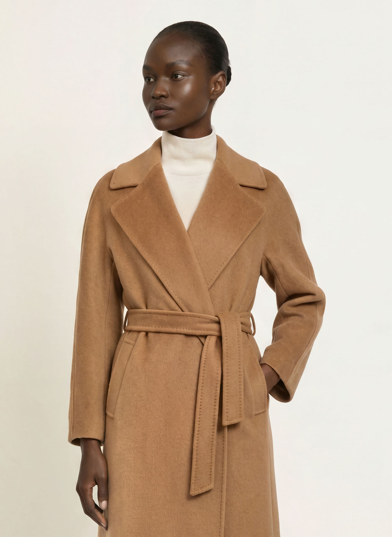 WEEKEND Max Mara Kabát TEMPERA z kombinace materiálů: VELBLOUDÍ