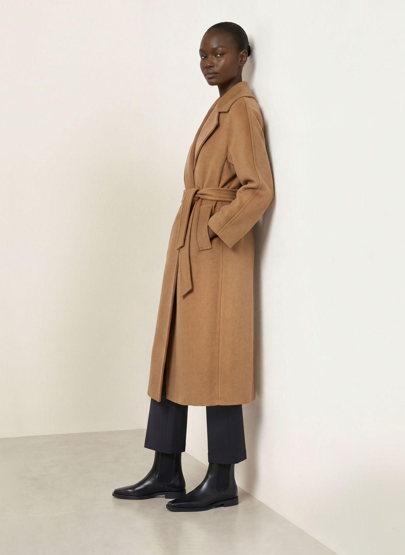 WEEKEND Max Mara Kabát TEMPERA z kombinace materiálů: VELBLOUDÍ